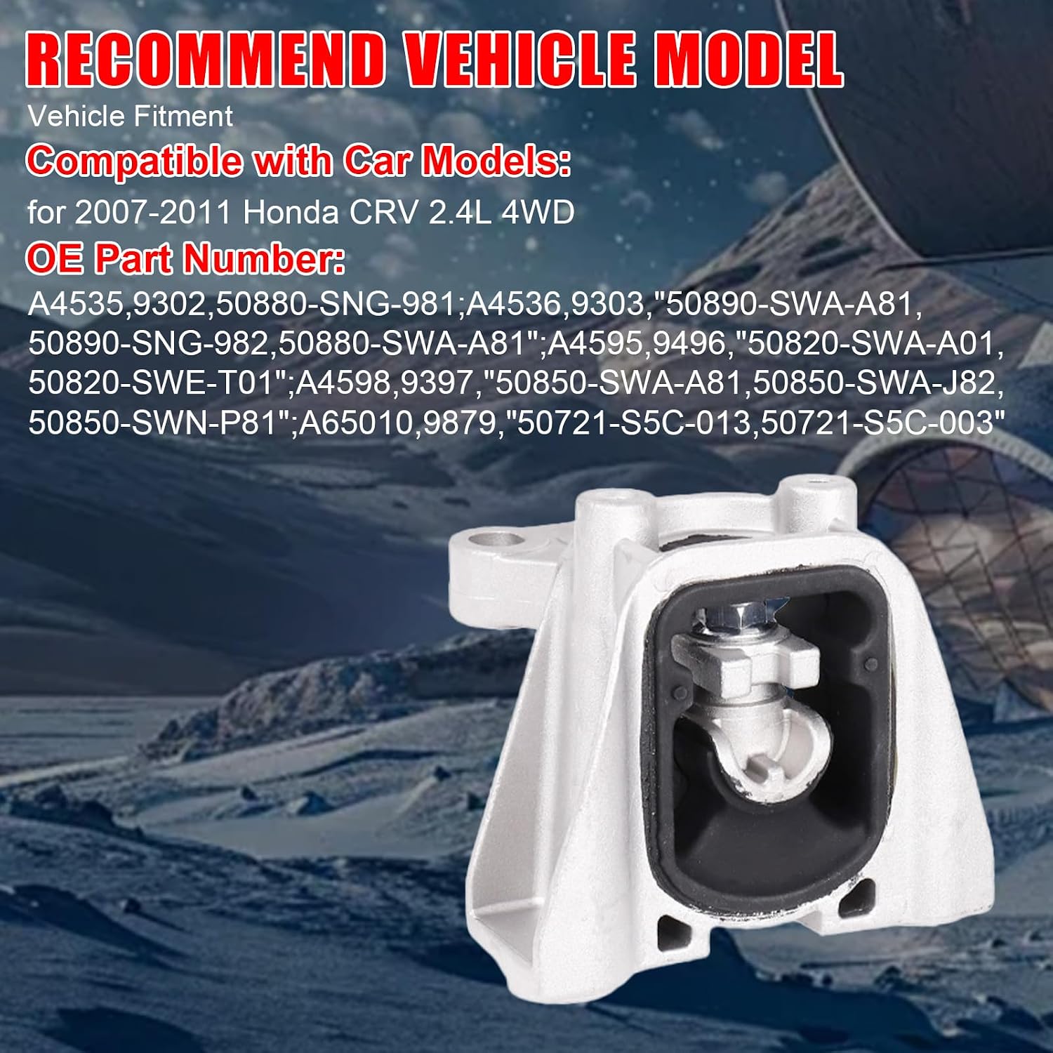 5Pcs Engine Motor Mount Compatible with Honda CR-V 2007 2008 2009 2010 2011 2.4L L4 Replace A4535, A4536, A4595, A4598, A65010