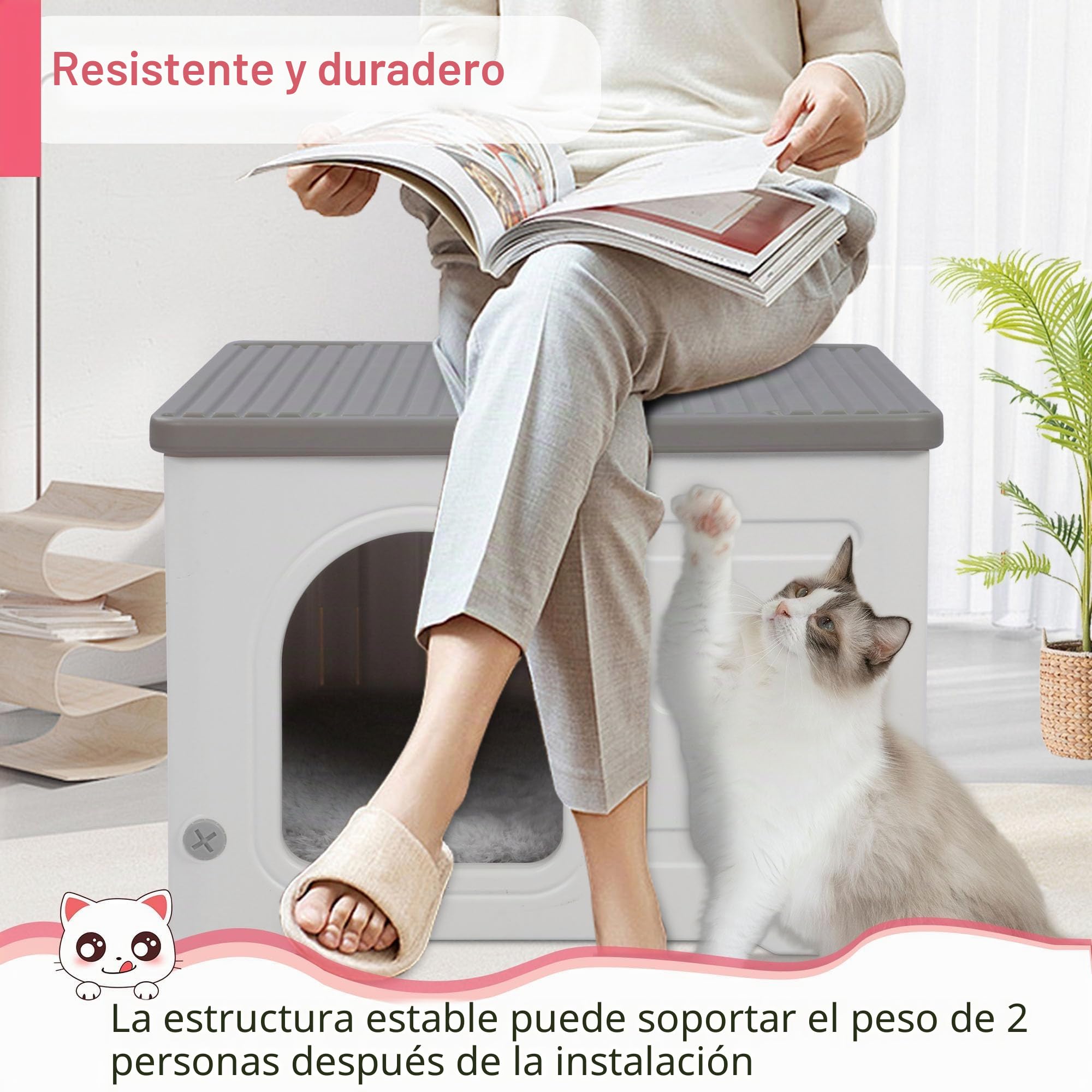 Casas para gatos de interior de plástico salvaje al aire libre para mascotas pequeñas y medianas, color gris
