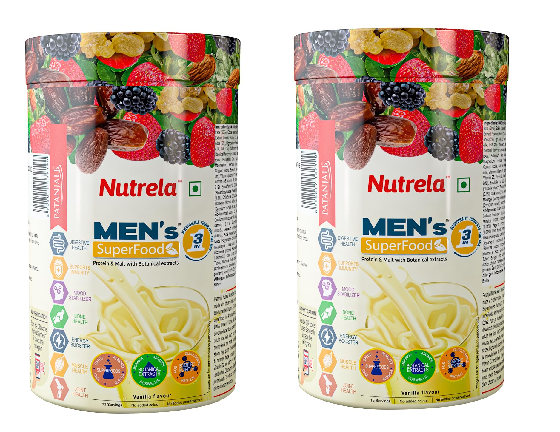 Nutrela Mens Superfood Powder with whey proteins for muscle, joint, digestive health, immunity and energy boost - 400gm, Vanilla Flavor (Pack of 2) (B0CR1LZ1VZ) Amazon Price History, Amazon Price Tracker