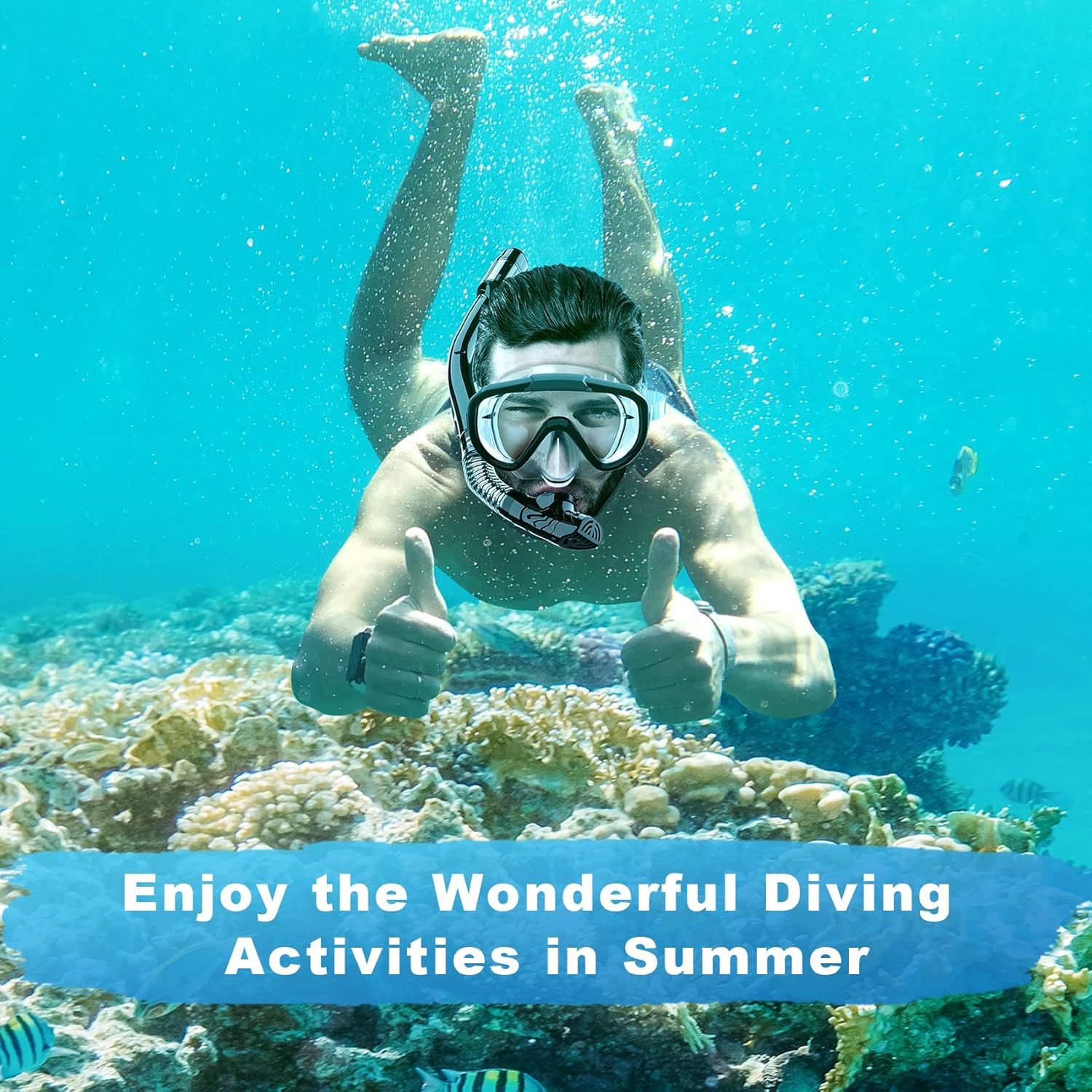 Snorkeling Gear for Adults, Dry Top Snorkel Set with Panoramic Anti-Leak and Anti-Fog Tempered Glass Lens, Adjustable Snorkeling Set for Scuba Diving Swimming Training Snorkel Kit - Image 6