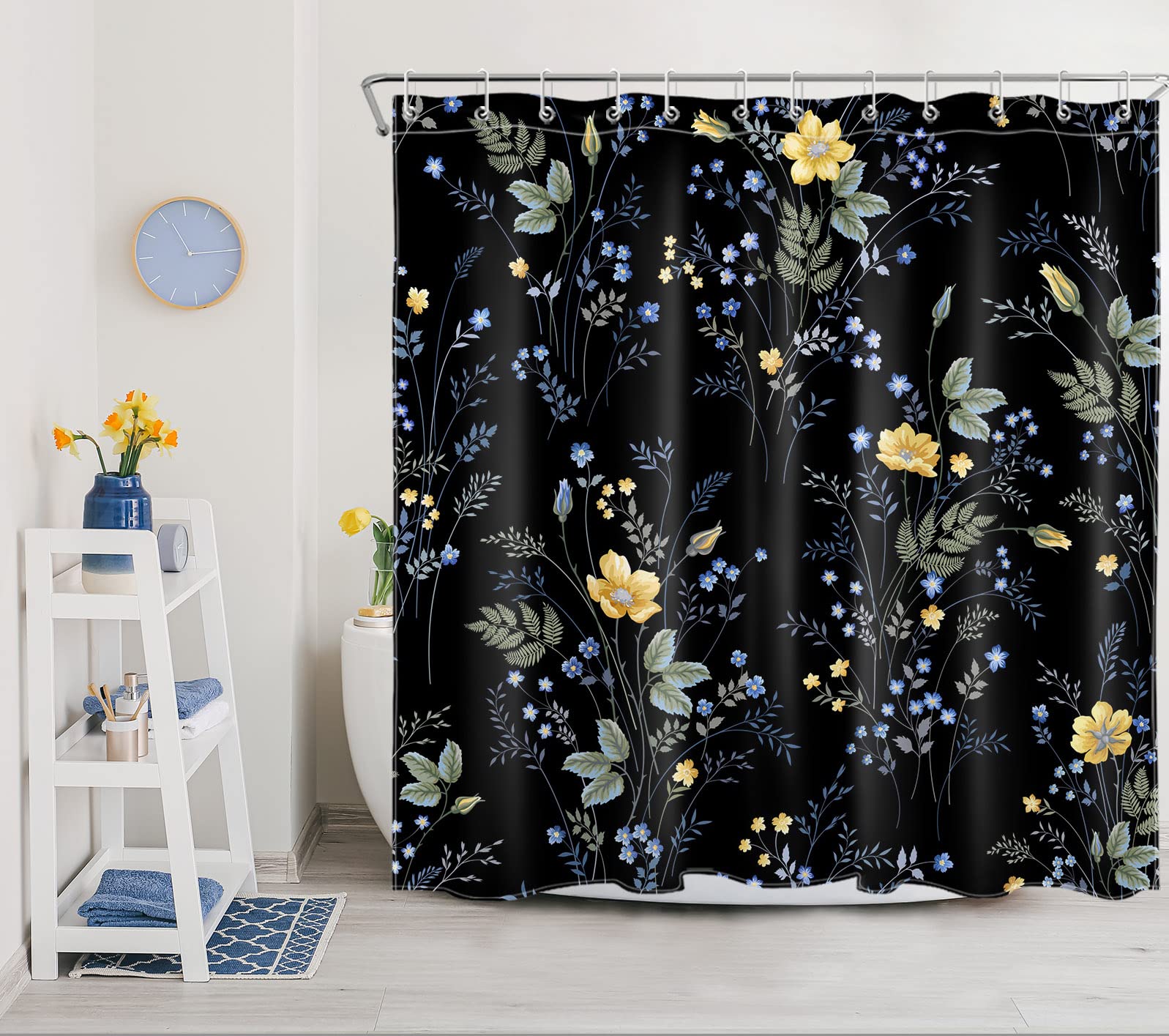 Topmail Foresta Tenda Da Doccia Con 12 Ganci Impermeabile Antimuffa Antibatterica In Poliestere Tende Per Vasca Da Bagno 180x200cm Verde