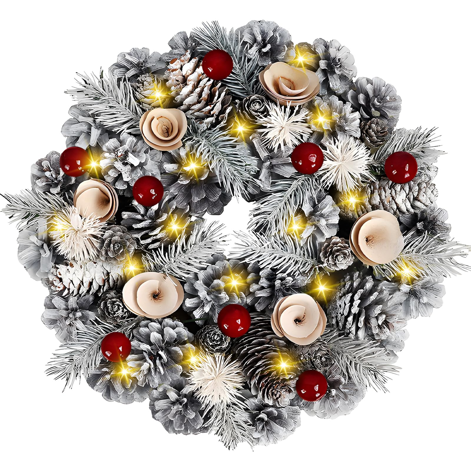 Ghirlanda Natalizia In PVC 180cm Con Bacche E Pigne - Decorazione Festiva - 2