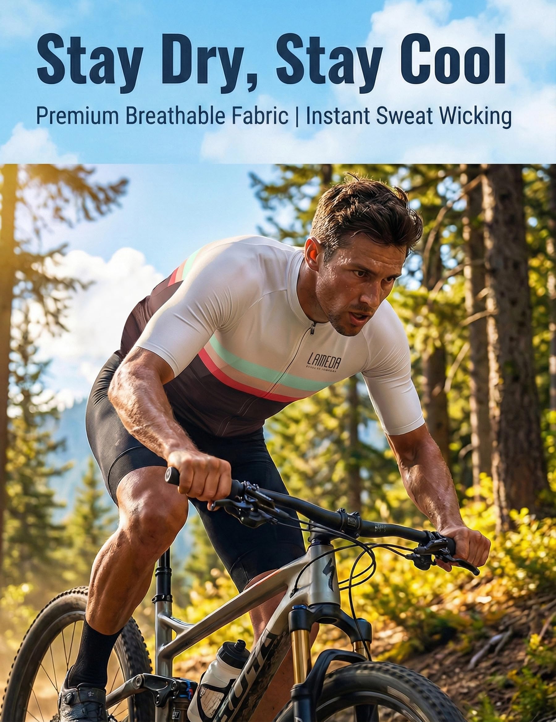 LAMEDA Maillot Ciclismo Hombre MTB Camisetas Transpirable Secado Rápido Jersey Bicicleta