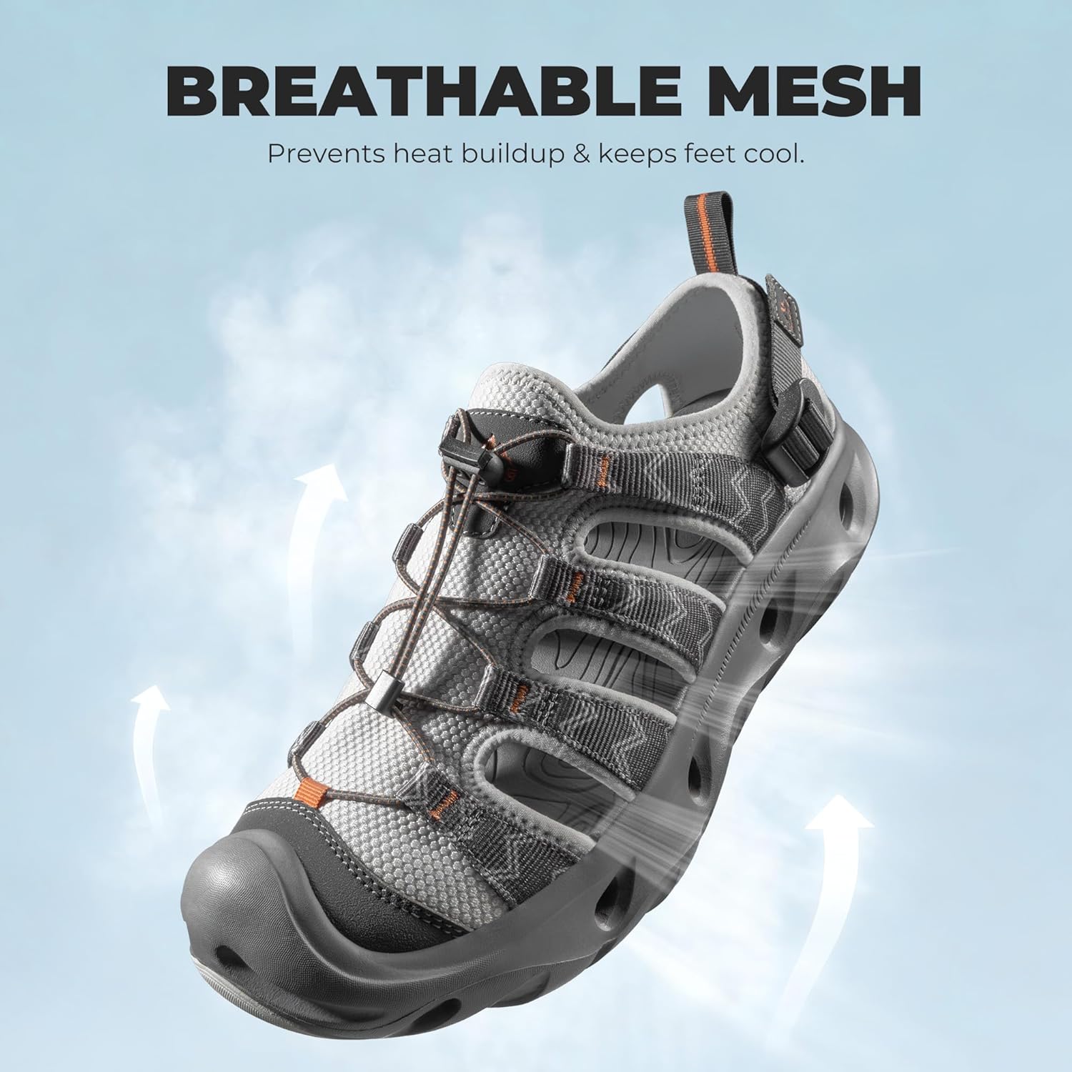 NORTIV 8 Water Sandals for Men and Women Cushion Non-Slip Closed Toe Arch Support Breathable Hiking Easy on Walking Sandals StreamVent Strap - Image 6