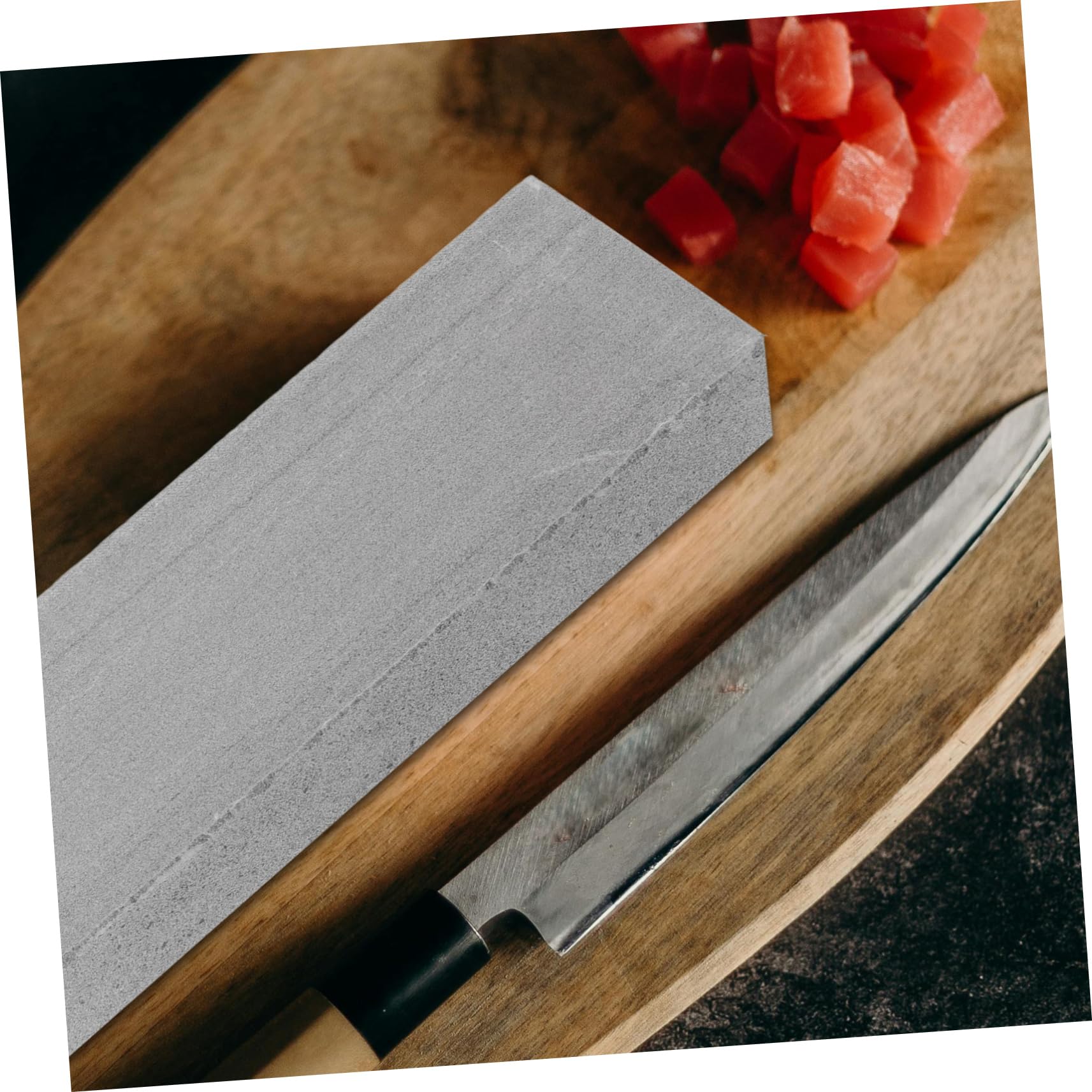 OSALADI Pierre à Aiguiser Cuisine Coins Arrondis, Pierre Naturelle Solide, Affûteur Ménager Pratique et Sûr, pour Affûter Couteaux sans Rayer la Peau
