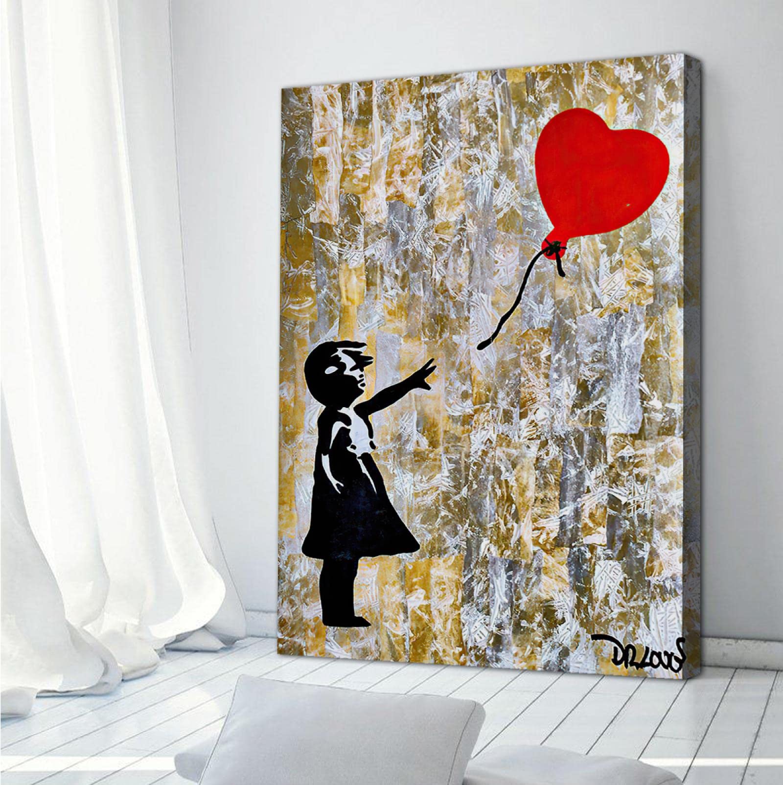 CHQ747# BANKSY バンクシー 風船 キャンバスアートポスター