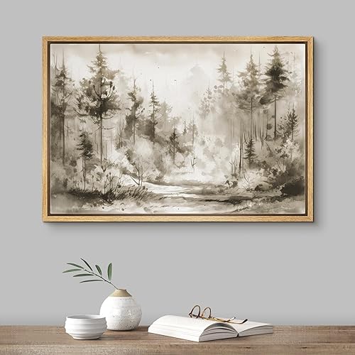 Miniatura 2 de SIGNFORD Lienzo enmarcado para pared, tormenta, nube, montaña, lago, paisaje, naturaleza, desierto, ilustraciones de arte digital, arte moderno,