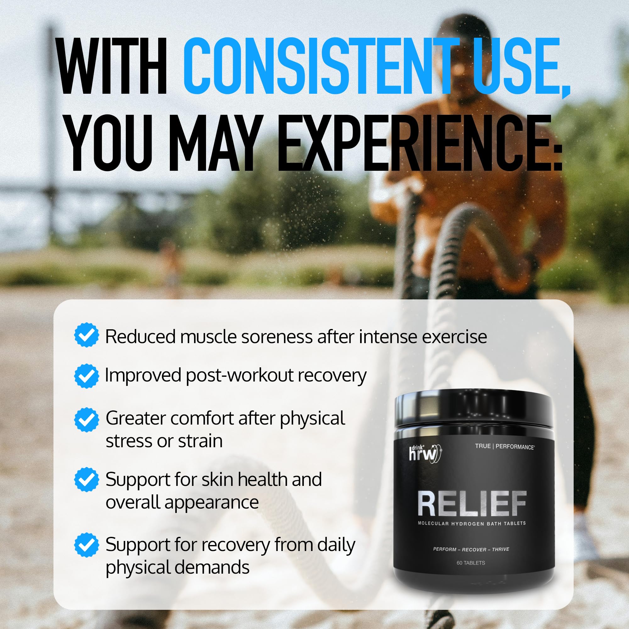 DrinkHRW Relief Molecular Hydrogen + Magnesium Bath Tablets