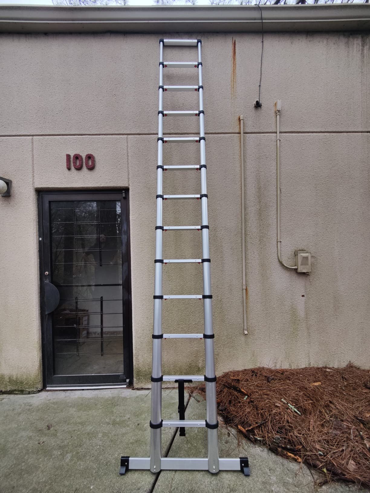 19/mo Finance TOOLITIN Telescoping Ladder with Stabilizer Bar,12.5FT