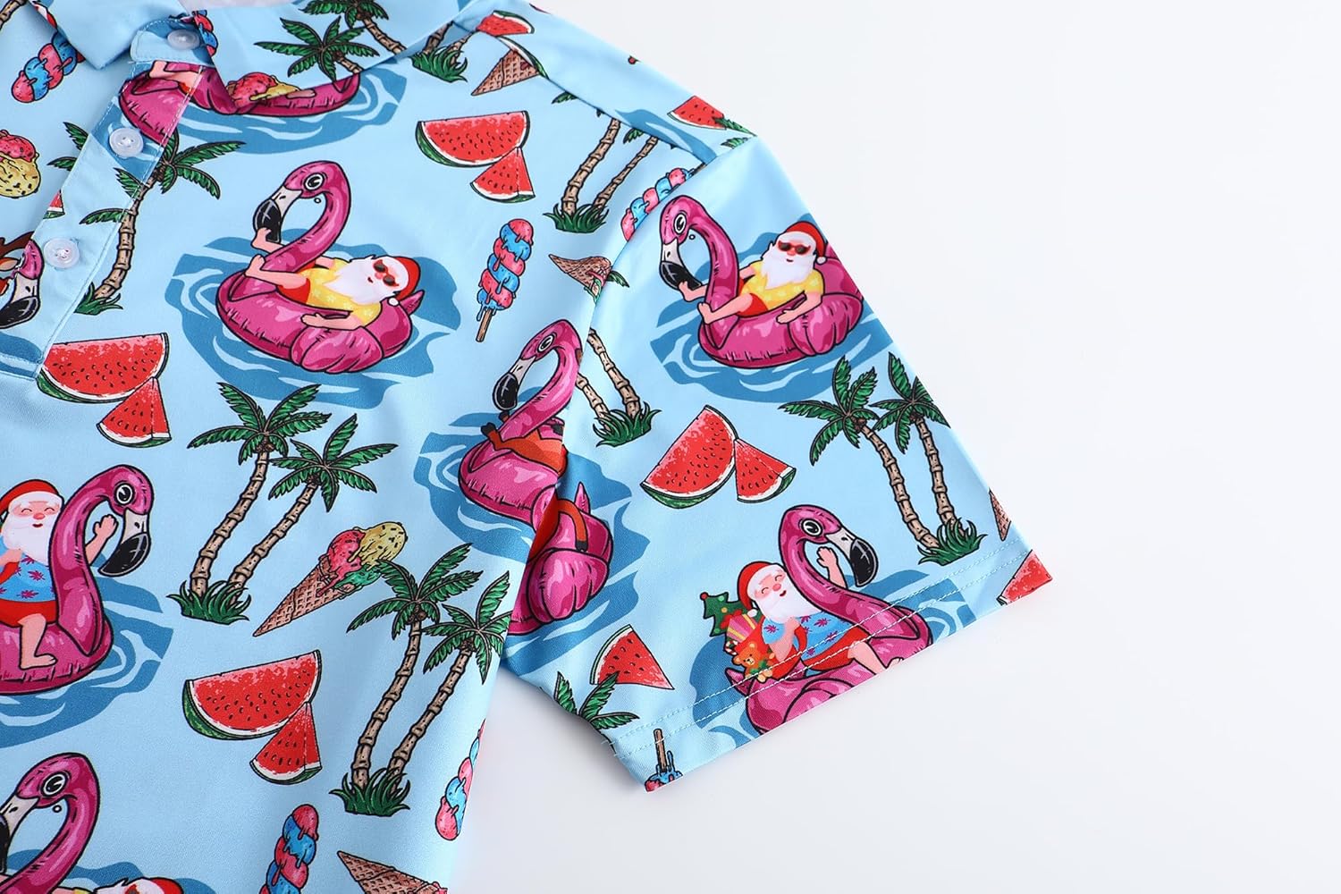 Men's Christmas Shirt Short Sleeve Santa Claus Party Casual Golf Polo Shirts for Men - Image 5