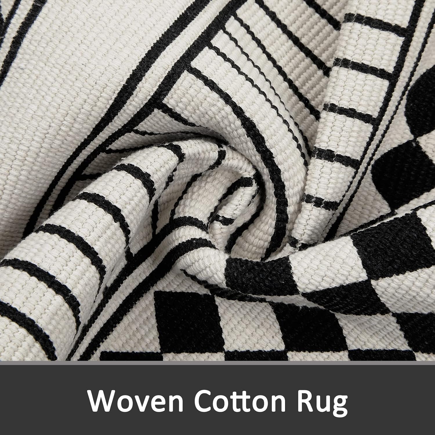 HEBE Boho Kitchen Rugs with Runner 2 Pack Geometric Bathroom Rug Set Cotton Printed Tassels Throw Rugs for Kitchen Living Room Bedroom Bathroom Laundry Room 4.2'x2'+3'x2'