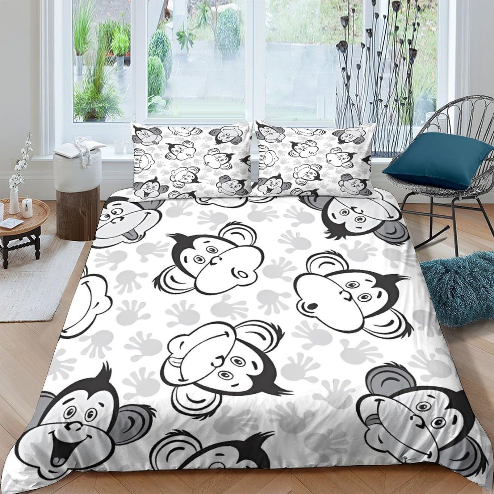 Housses de couettes orang-outan en microfibre respirante à fermeture éclair