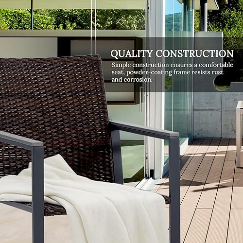 Miniatura 3 de VICLLAX Juego de 2 sillas de ratán para exteriores, sillas de comedor con reposabrazos para jardín, silla de mimbre para césped, color gris