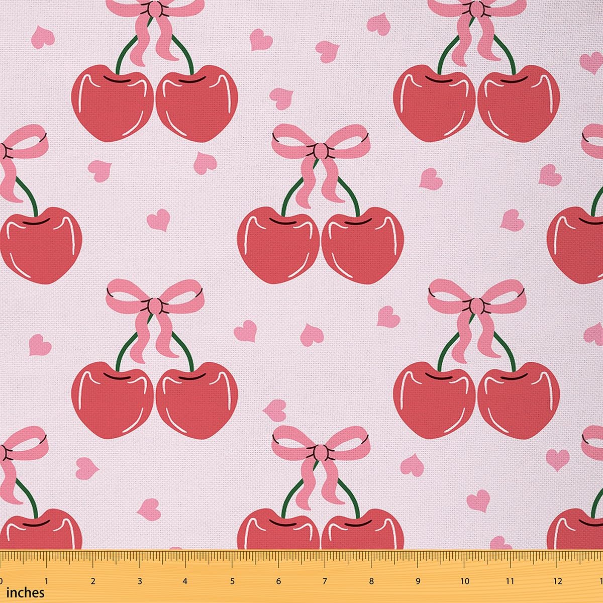 Feelyou Girls Red Cherry Fabric by The Yard Kids,Cute Bowknot Fruit Cherry Waterproof Outdoor Fabric 1 Yard,Kids Girls,Princess Dreamy Upholstery