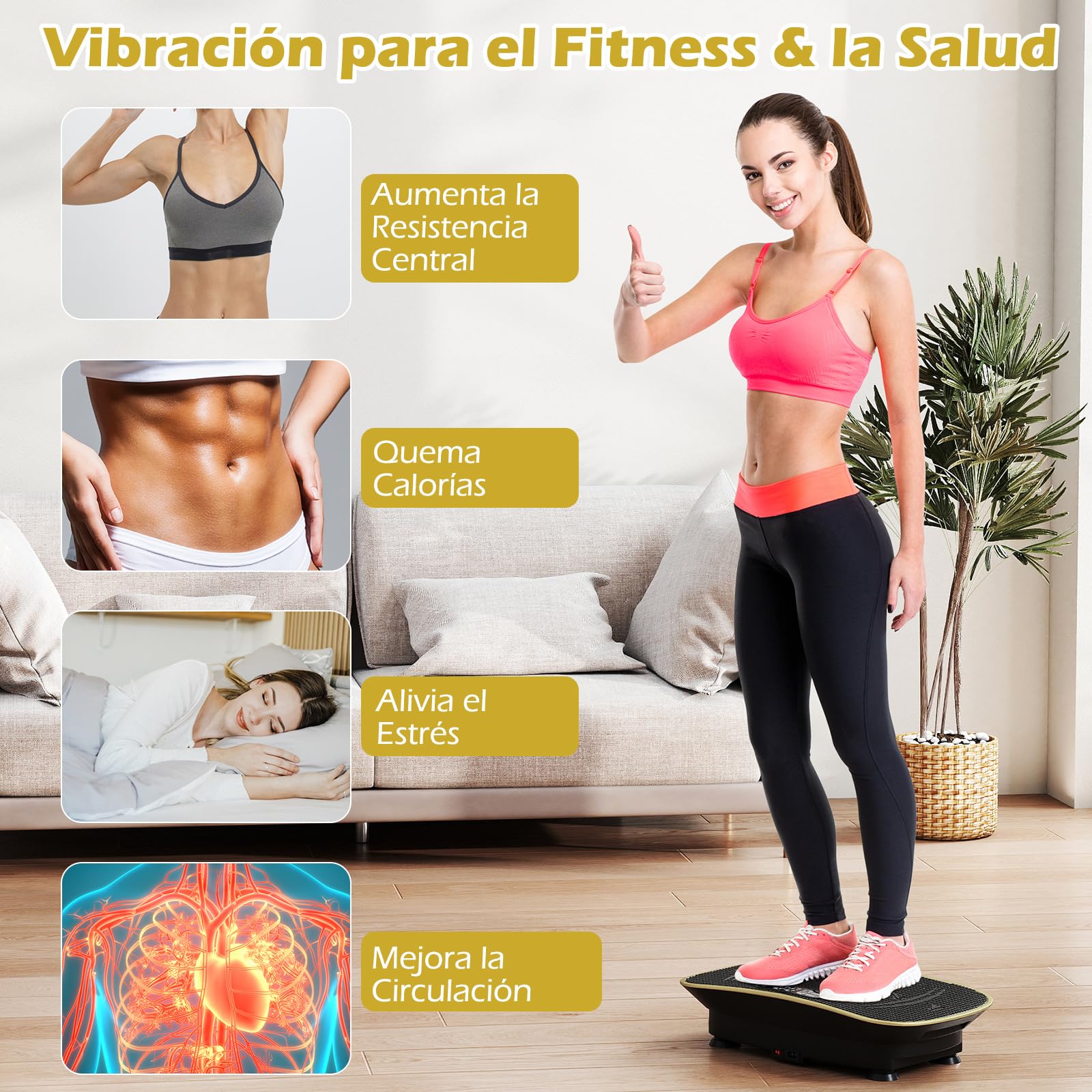 COSTWAY Plataforma Vibración Muscular, Plataforma Vibratoria con 10 Intensidades de Velocidades, Control Remoto, Pantalla LED, Placa Vibratoria para Ejercicios de Cuerpo Completo