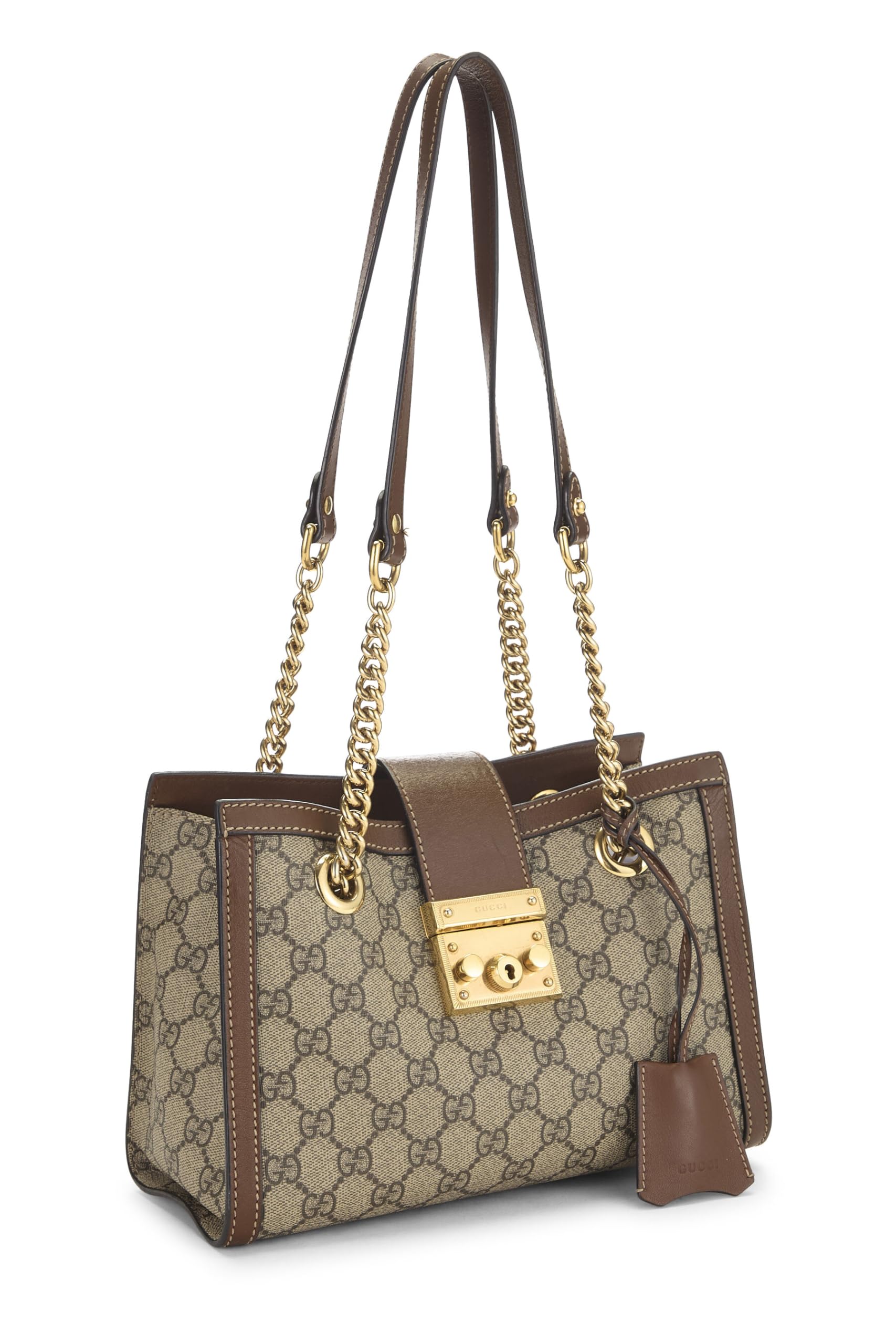 Gucci, Pre-Loved Brown GG Supreme Canvas Padlock Tote Small, Brown