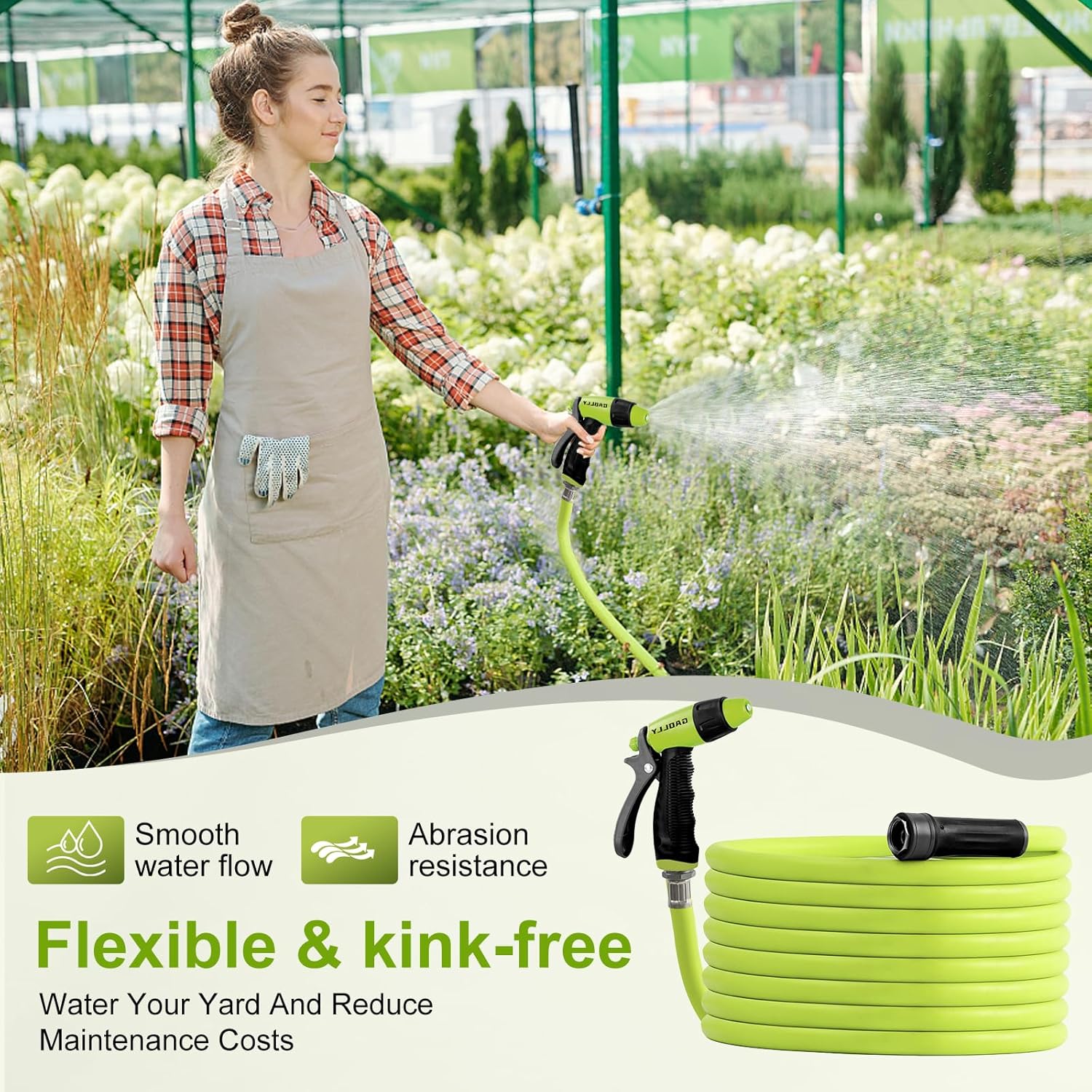 Garden Hose 5/8 in. x 50 ft.,Lightweight All-Weather Water Hose, Durable and Flexible