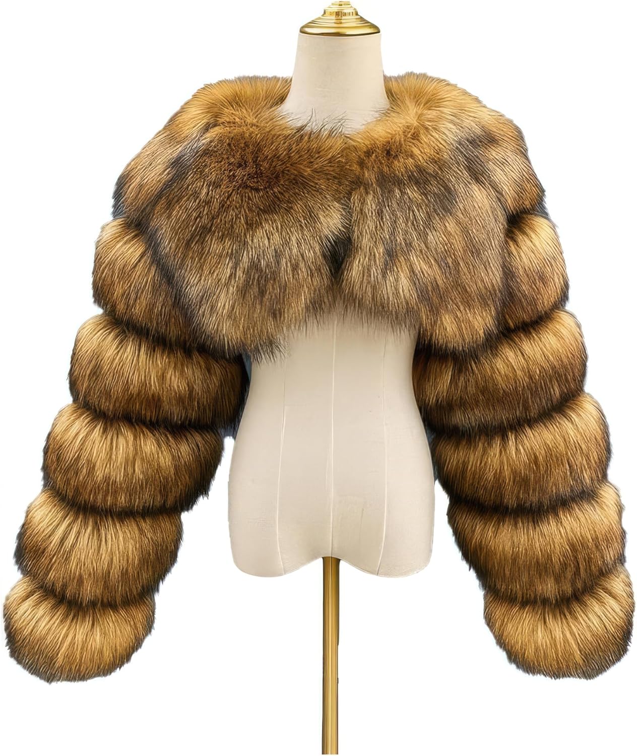 DLNYC Women's Cropped Faux Fox Fur Bolero Jacket, Luxury Layered Shrug, Evening Party Jacket, Winter Fashion Outerwear