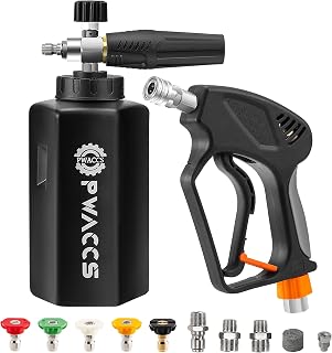 PWACCS Pressure Washer Gun with Foam Cannon, 1.5 Liter, 5000 PSI