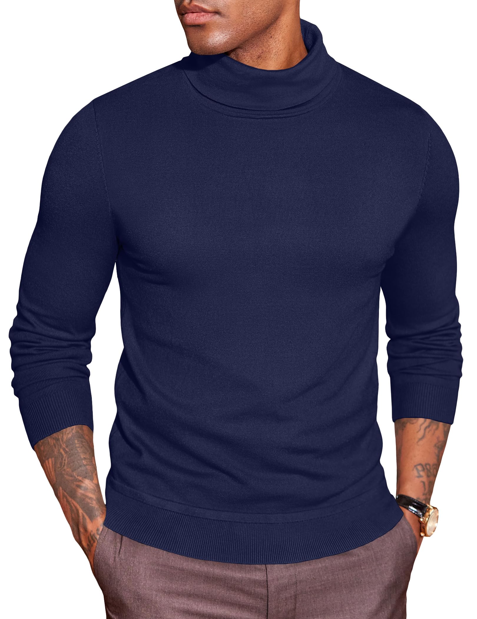 COOFANDY Herren Rollkragenpullover Leicht Rollkragenshirt Rolli Langarm Strickpullover Slim Fit Pullover Turtleneck Sweater Unterziehrolli