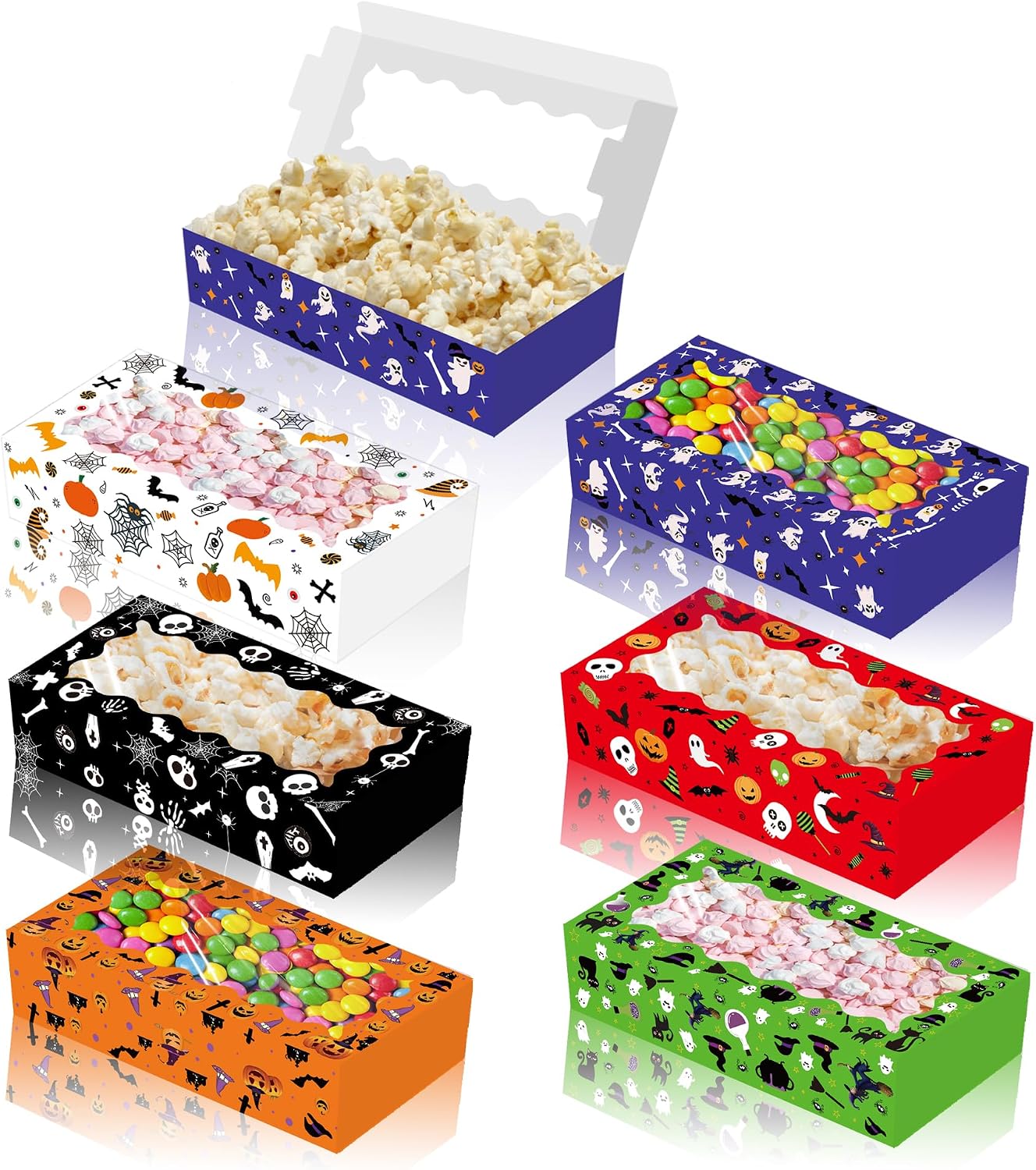 Partystadl 12Pcs Halloween Cookie Boxes, Halloween Pumpkin Skull Festival Creative Window Opening Gift Candy Box, Pumpkin Skull Pattern Bread Box with Windows for Cupcake Candies Donuts image 4