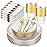 Morejoy 175PCS Pearl White and Gold Plastic Plates - Disposable Gold Party Plates & Pre Rolled Napkins with Cutlery for 25 Guests, 50Plates, 75Silverware, 25Cups, 25Napkin for Party & Thanksgiving