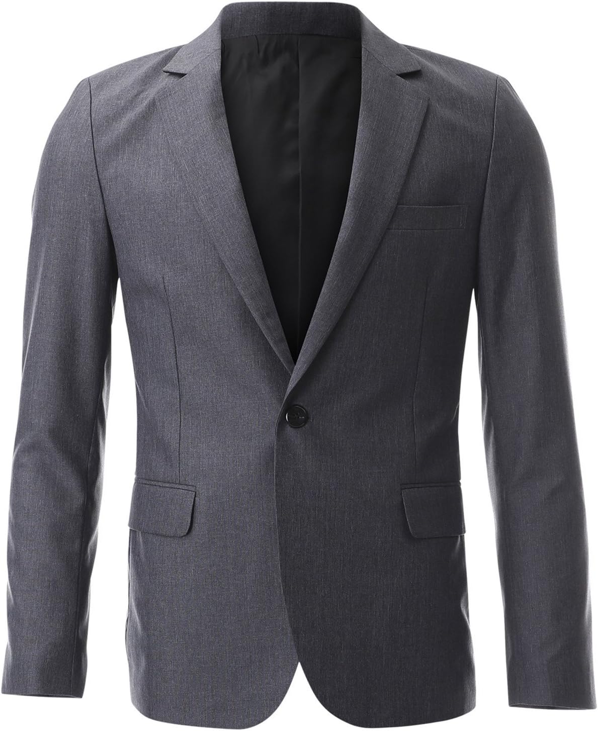 FLATSEVEN Mens Classic One Button Notched Lapel Blazer Jacket