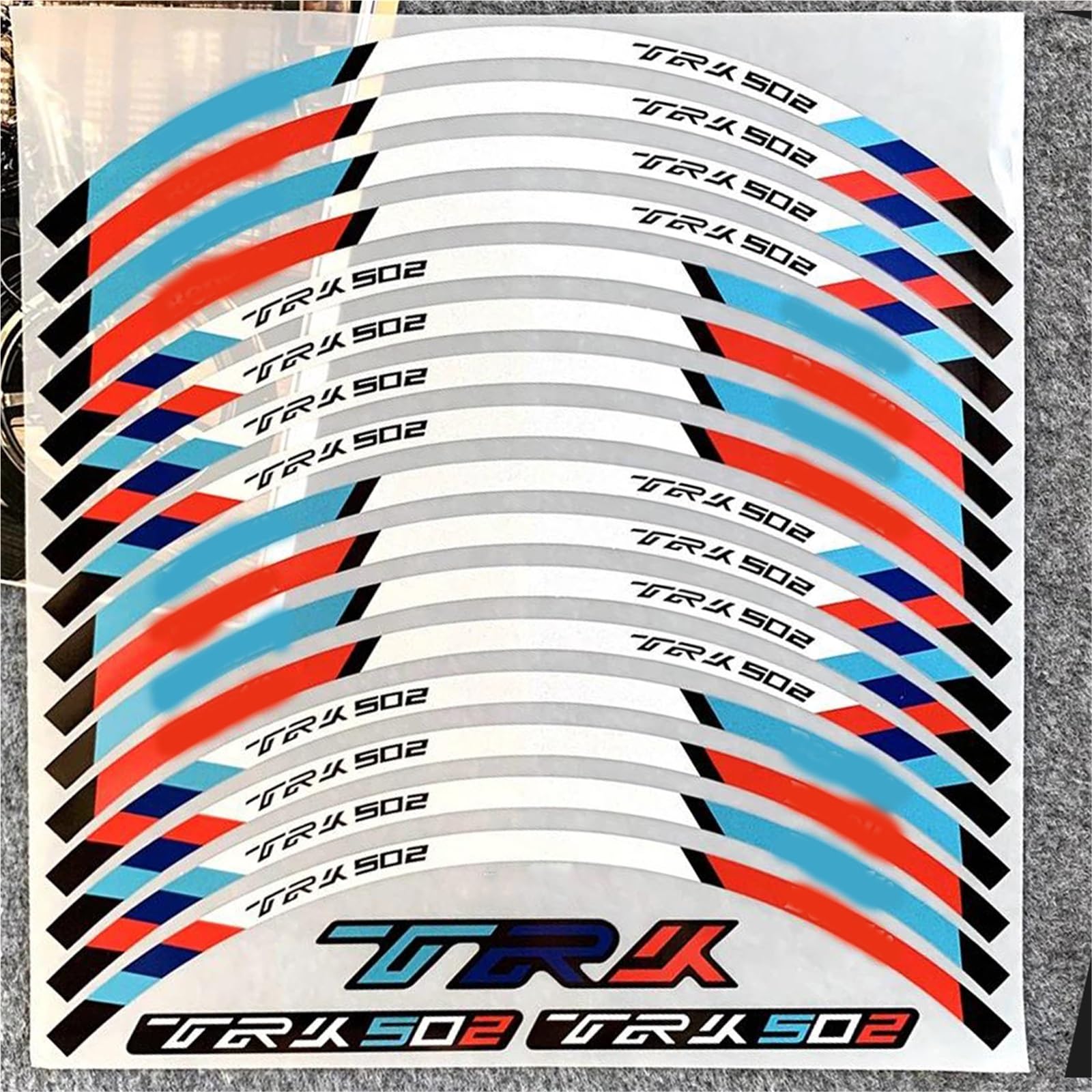 Decorative Stickers for Benelli TRK 502 17'' 17inch Motorcycle Racing Rim Strips Stickers Motorbike Wheel Hub Reflective Decal Accessorie(Blue)