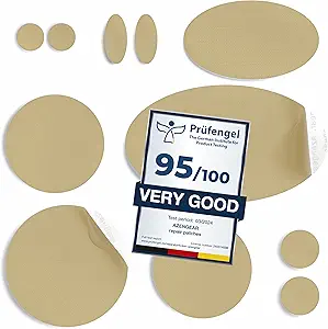 aZengear Repair Patches for Jackets, Tent, Shoe Toe, Air Mattress, Inflatables, PVC Gear - Waterproof, Self-Adhesive, Tear-Cold-Heat-Resistant, Down Puffer Coat (11 Pieces, Beige)