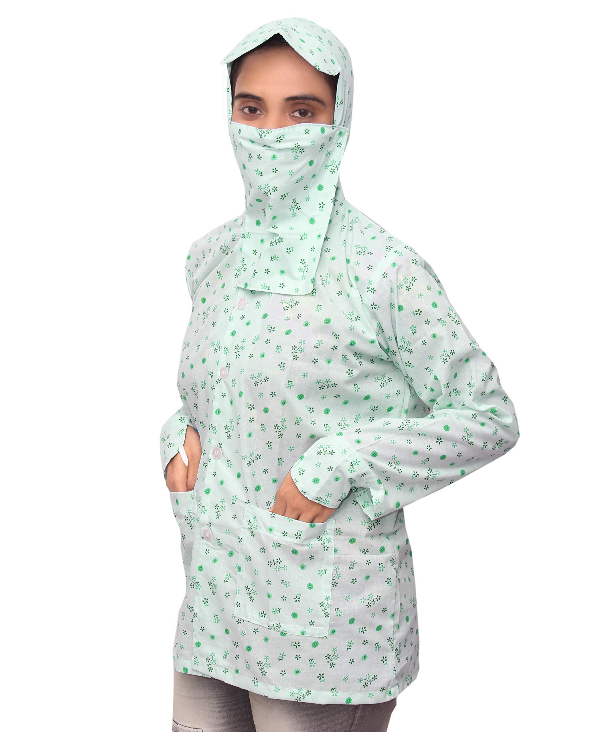 Goodluck Women's Cotton Mid Thigh Sun Protection Summer Coat/Mask Suncoat (Driving Court) (44) Multicolour - Image 2 thumbnail