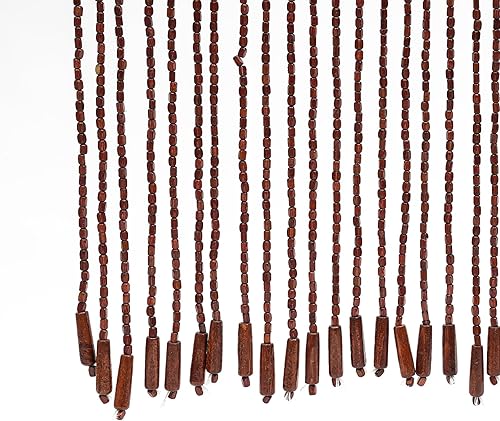 Miniatura 7 de SanBouSi Cortina de madera de bambú natural con cuentas de 52 hebras de madera para colgar, divisor decorativo hecho a mano, bohemio, de madera,