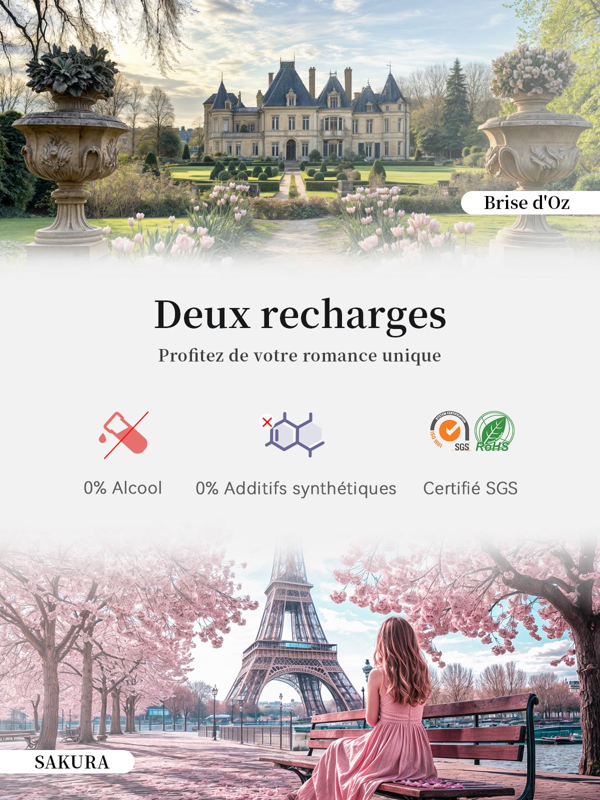 Ceeniu Désodorisant Voiture, CF8 Diffuseur Voiture avec Interrupteur Automatique, 2 Recharges Incluses, Rechargeable à l'Énergie Solaire, Adapté à Parfum Voiture et Parfum Voiture Intérieur