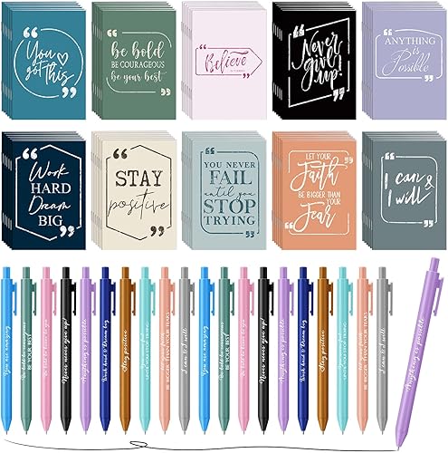 Fulmoon Bloc de notas inspiradores, regalos a granel, regalos de agradecimiento a los empleados, diarios motivacionales, bolígrafos de tinta negra