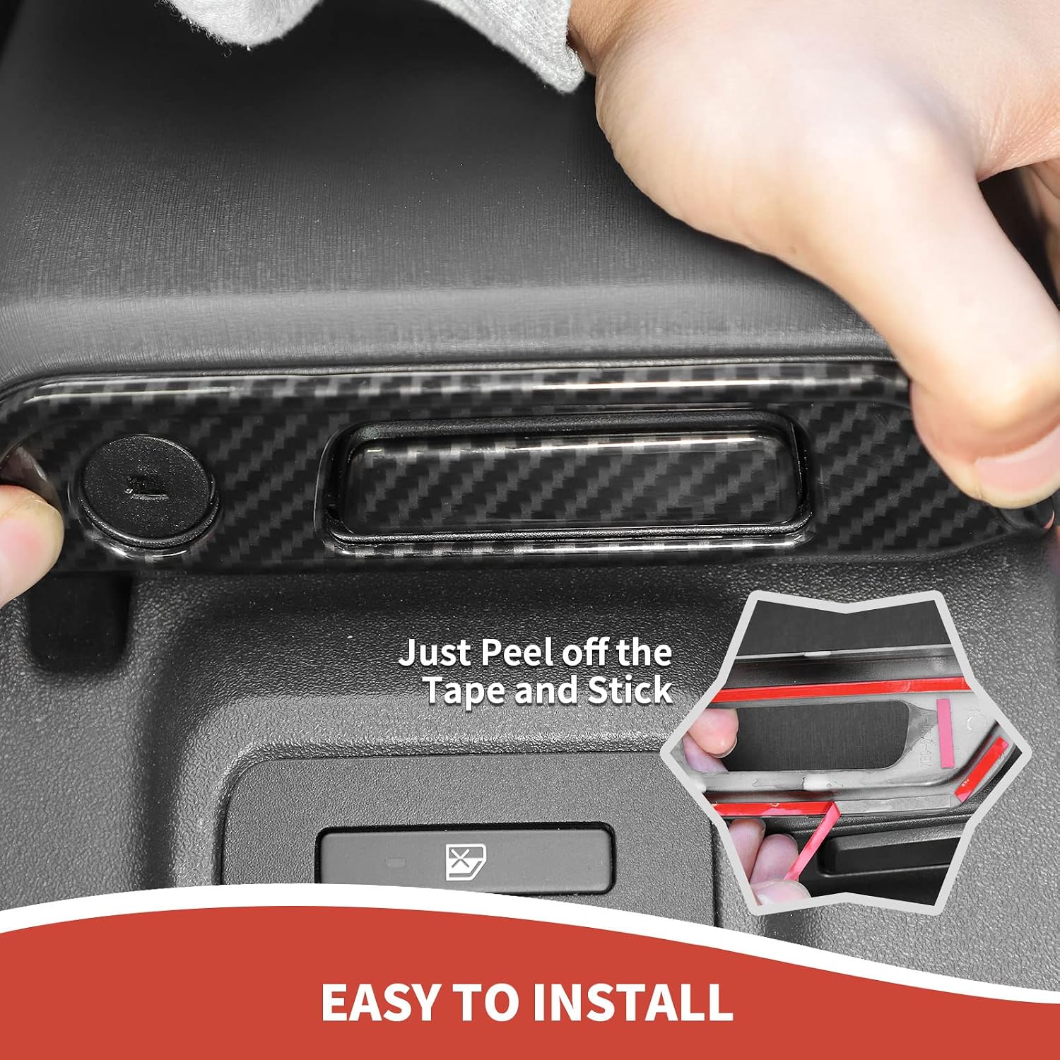 RAZPOY Armrest Box Switch Trim Cover Compatible with 2021-2024 Ford Bronco Carbon Fiber Interior Accessories