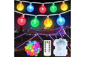 Battery Color Changing Christmas Lights – 33Ft LED RGB Globe String Lights