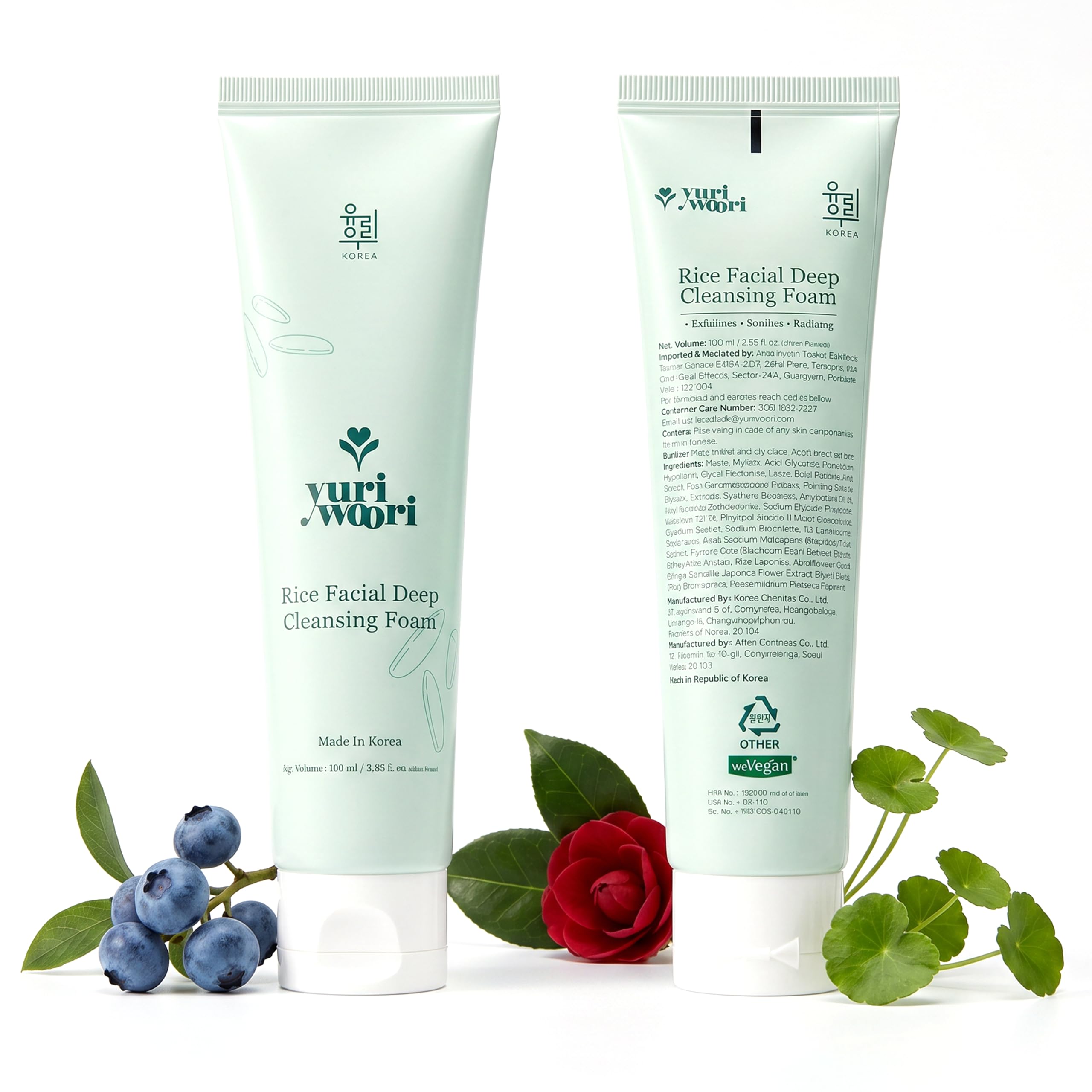 Rice Facial Deep Cleansing Foam | Brightening & Nourishing Korean Rice Face Wash | Rice Water Cleanser with Camellia, Blueberry & Centella | Gentle Foaming Face Wash for Glowing Skin | 100ml-image-48
