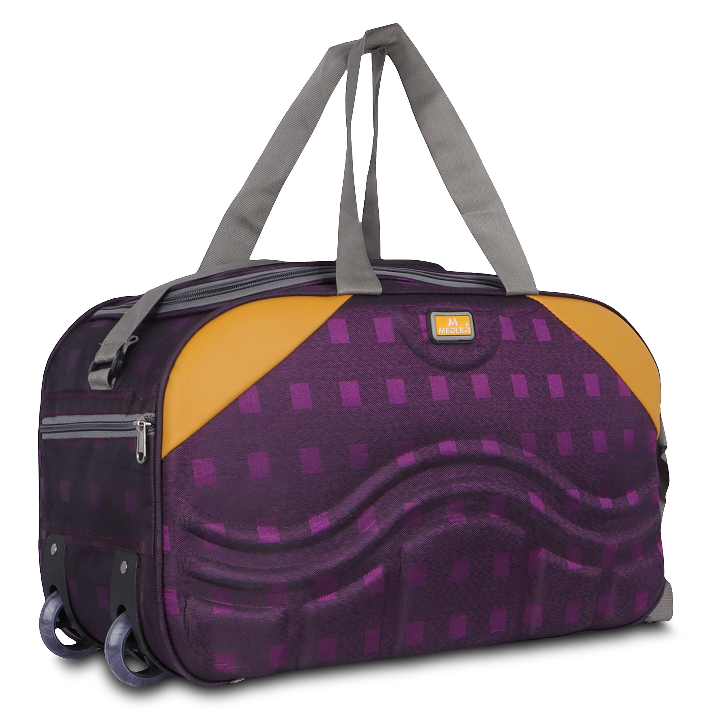M MEDLER Oslo Duffle Bag | Waterproof Strolley Duffle Bag | 2 Wheel Duffel Bag | Luggage Bag with Adjustable Strap - (Purple)