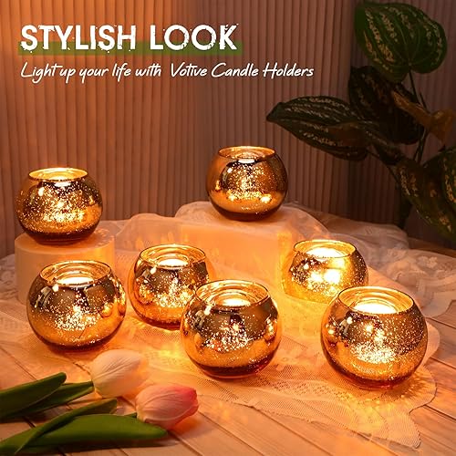 Miniatura 3 de Jarrón redondo dorado de 12 piezas, jarrón dorado para velas de té, jarrón decorativo de vidrio, centros de mesa dorados para mesa, boda, decoración