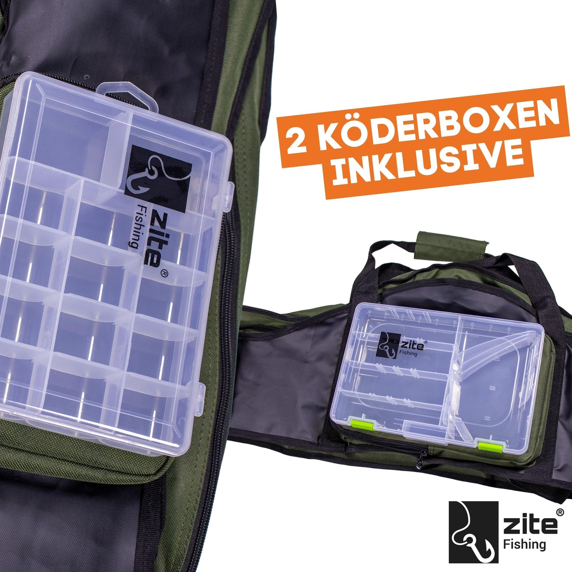 Zite Fishing - Bolsa para caña de pescar (3 compartimentos)