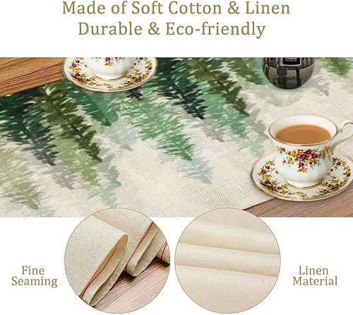 Miniatura 5 de Camino de mesa de árboles de pino del bosque, bufanda de sobremesa de bosque, decoración del hogar y cocina para fiestas, decoraciones rústicas de