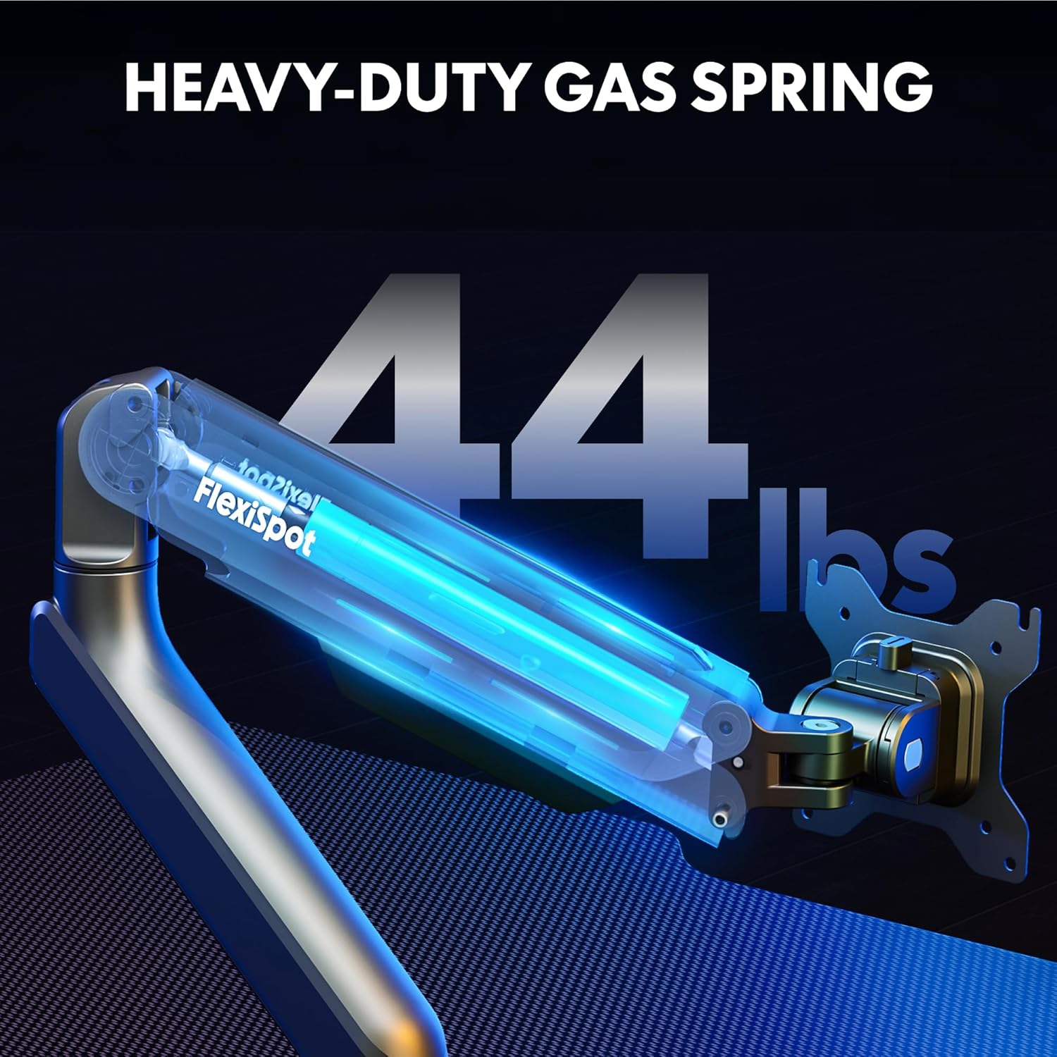 FlexiSpot Heavy Duty Monitor Arm for Ultrawide Screen up to 49", Monitor Stand Holds 44 Lbs, Adjustable Gas Spring Arm with C Clamp & Grommet Base for Gamming Office, 75/100 Vesa Mount, Black