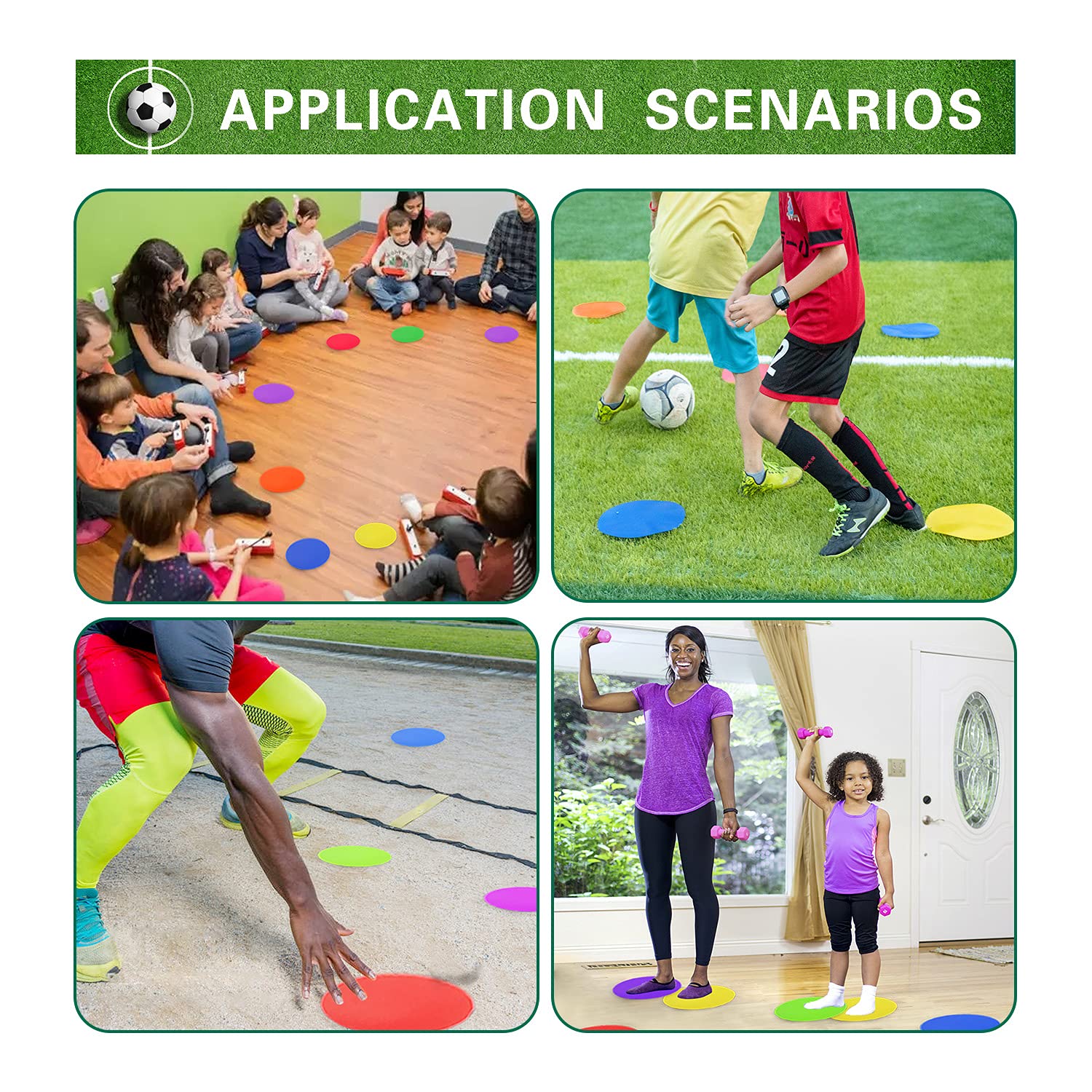 Spot Markers 22,9 cm in gomma antiscivolo per pavimento, coni piatti per calcio, basket, sport, allenamento di agilità e esercitazioni