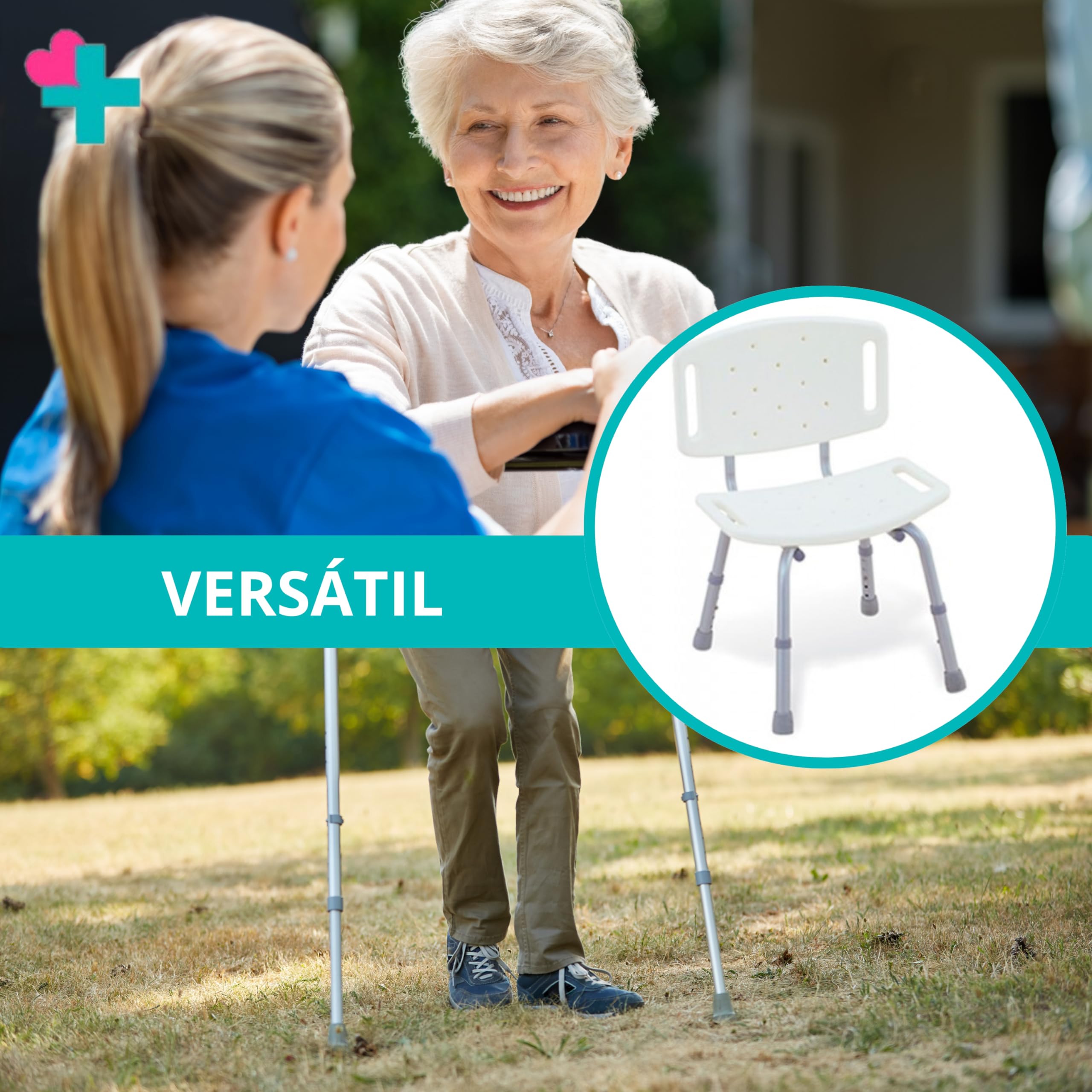 Asiento Ducha con Respaldo. Silla Ortopedica Ducha Antideslizante. Silla de Baño Geriatrica. Silla para Plato de Ducha Regulable en Altura. Silla de Ducha para Personas Mayores.