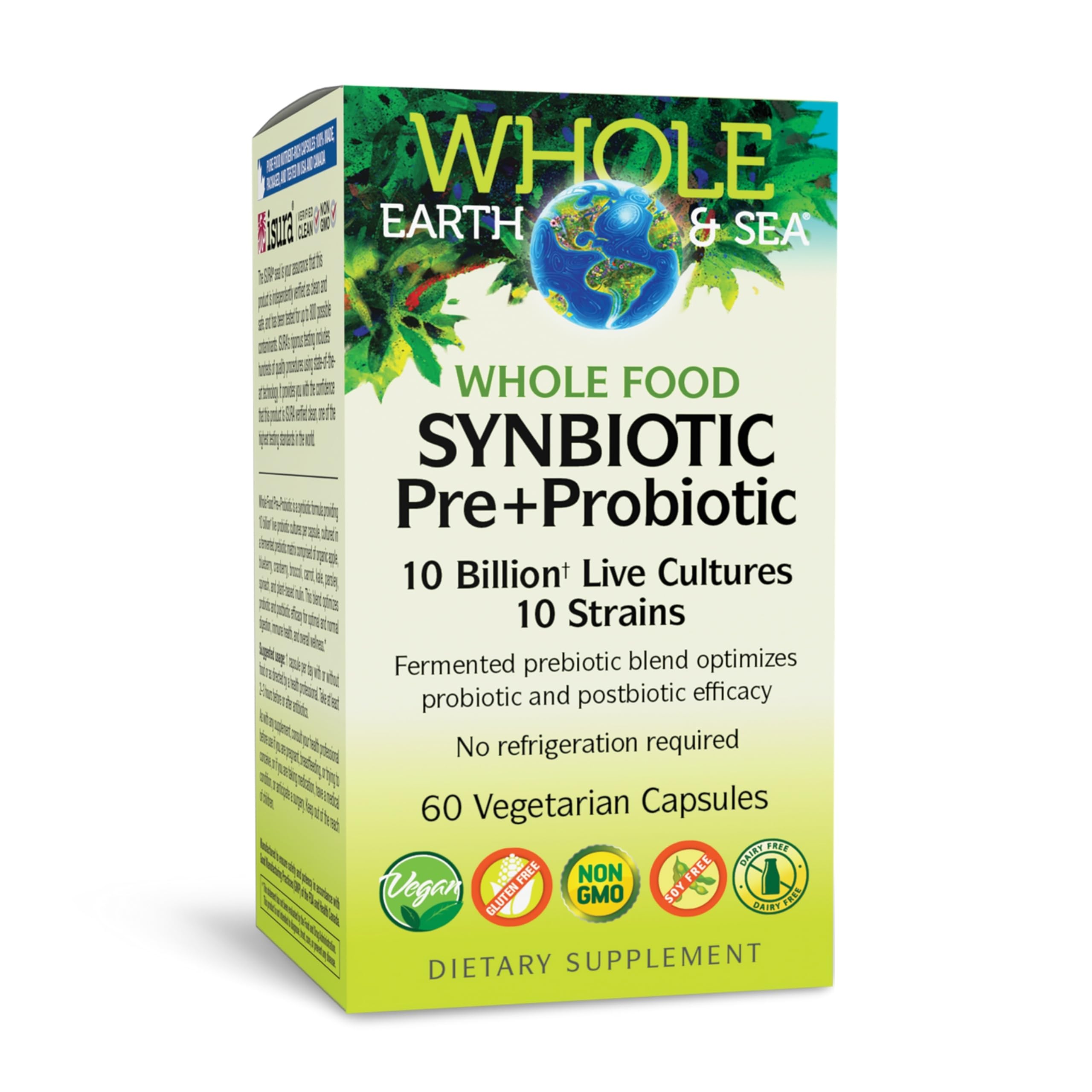 Natural Factors Whole Earth & Sea, Whole Food Synbiotic Pre + Probiotic, Fermented Digestive Enzymes, 60 Vegetarian Capsules