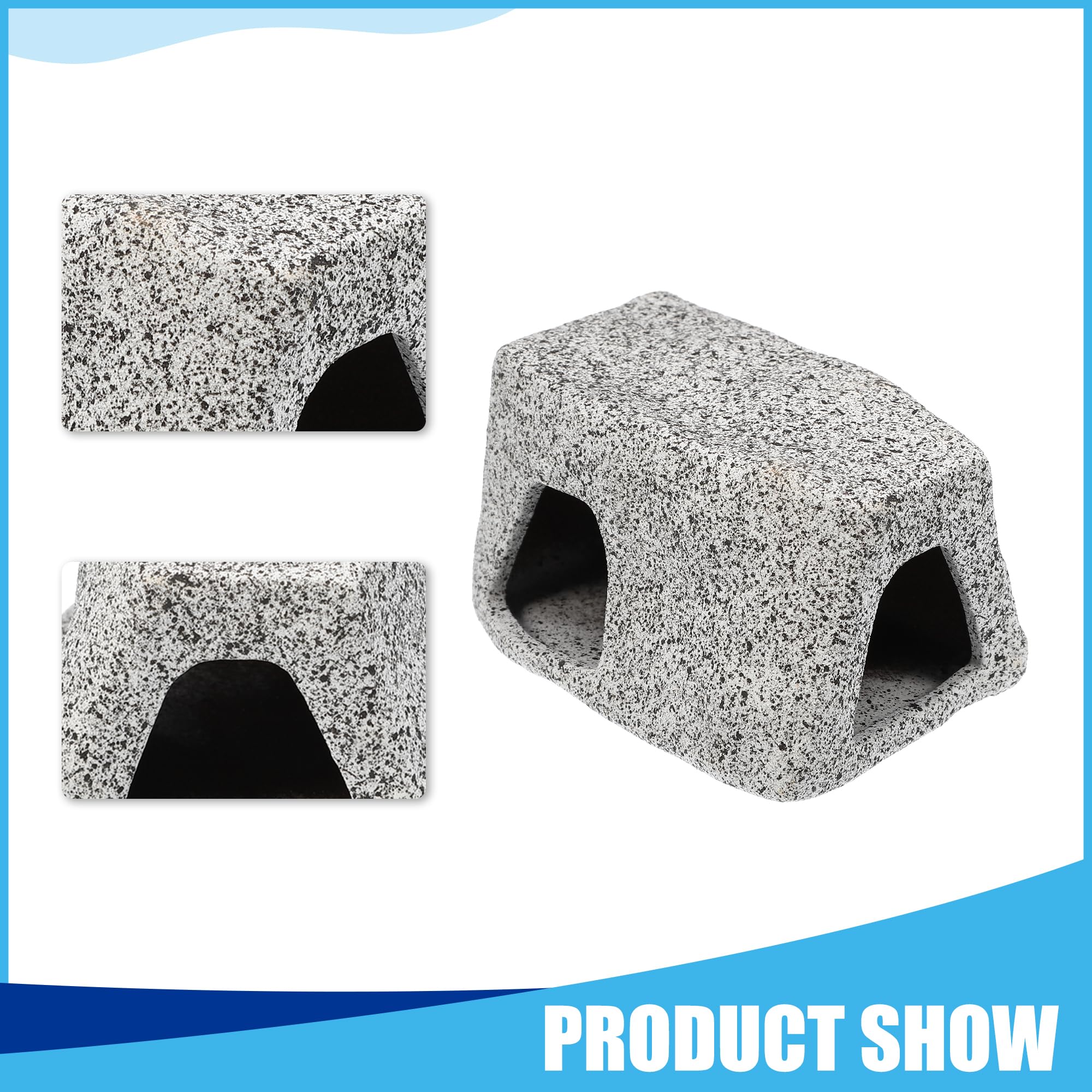 CAPASTEC Aquarium Hideaway Rock Cave, Ceramic Fish Tank Decoration Stone for Aquatic Pets 3.15x2.20x1.77inch, (Gray) - Image 2