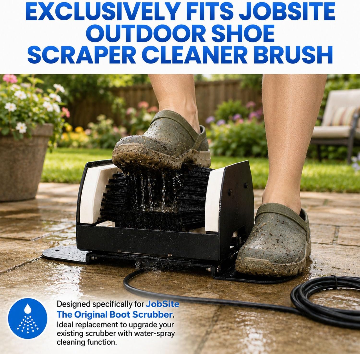 Water Spray Assist Base for JobSite Outdoor Shoe Scraper | Heavy Duty Shoe Scraper Cleaner Brush Accessory, Deep Cleans Mud & Dirt, Ideal for Garden,Farm & Home Use(Brush Not Included)