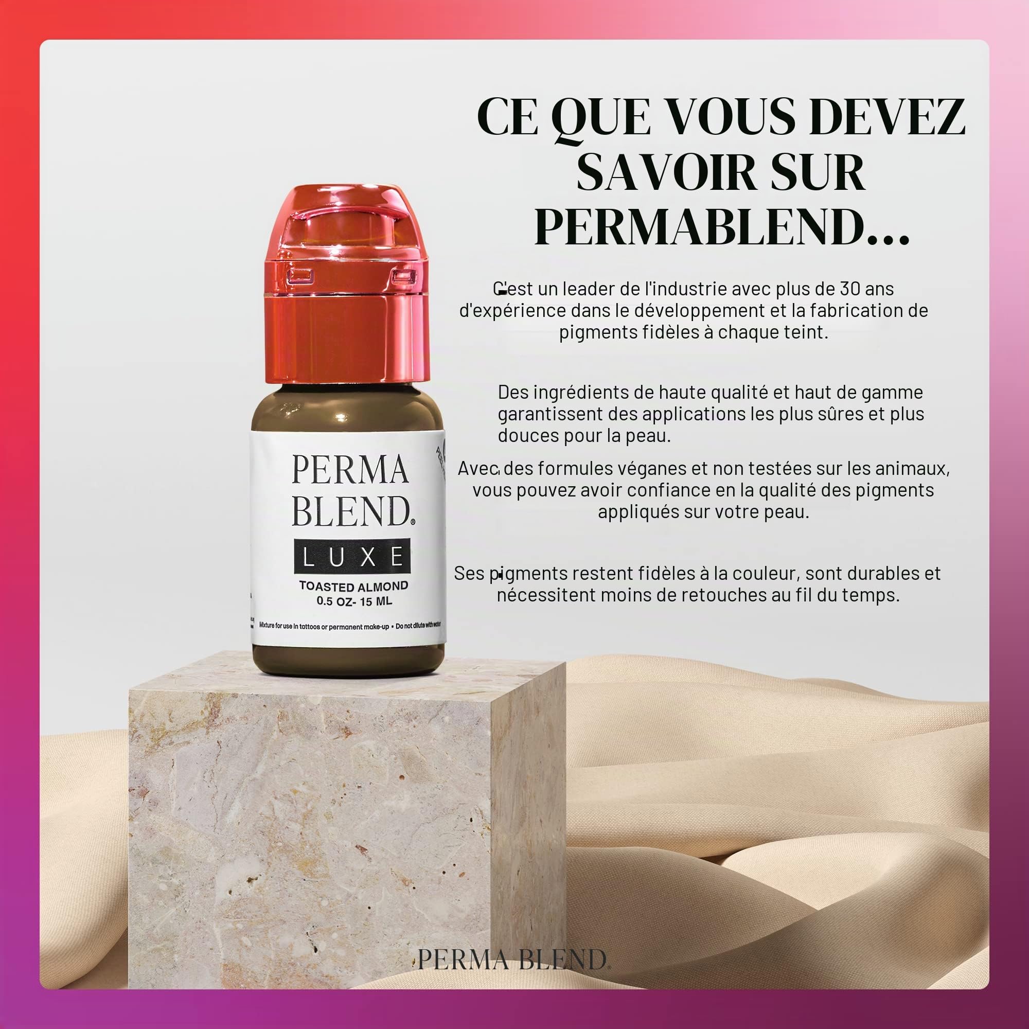 Perma Blend Luxe Pigment pour Sourcils pour Fournitures de Maquillage Permanent Professionnel Encre pour Tatouage des Sourcils, Amande Grillée, 15 ml