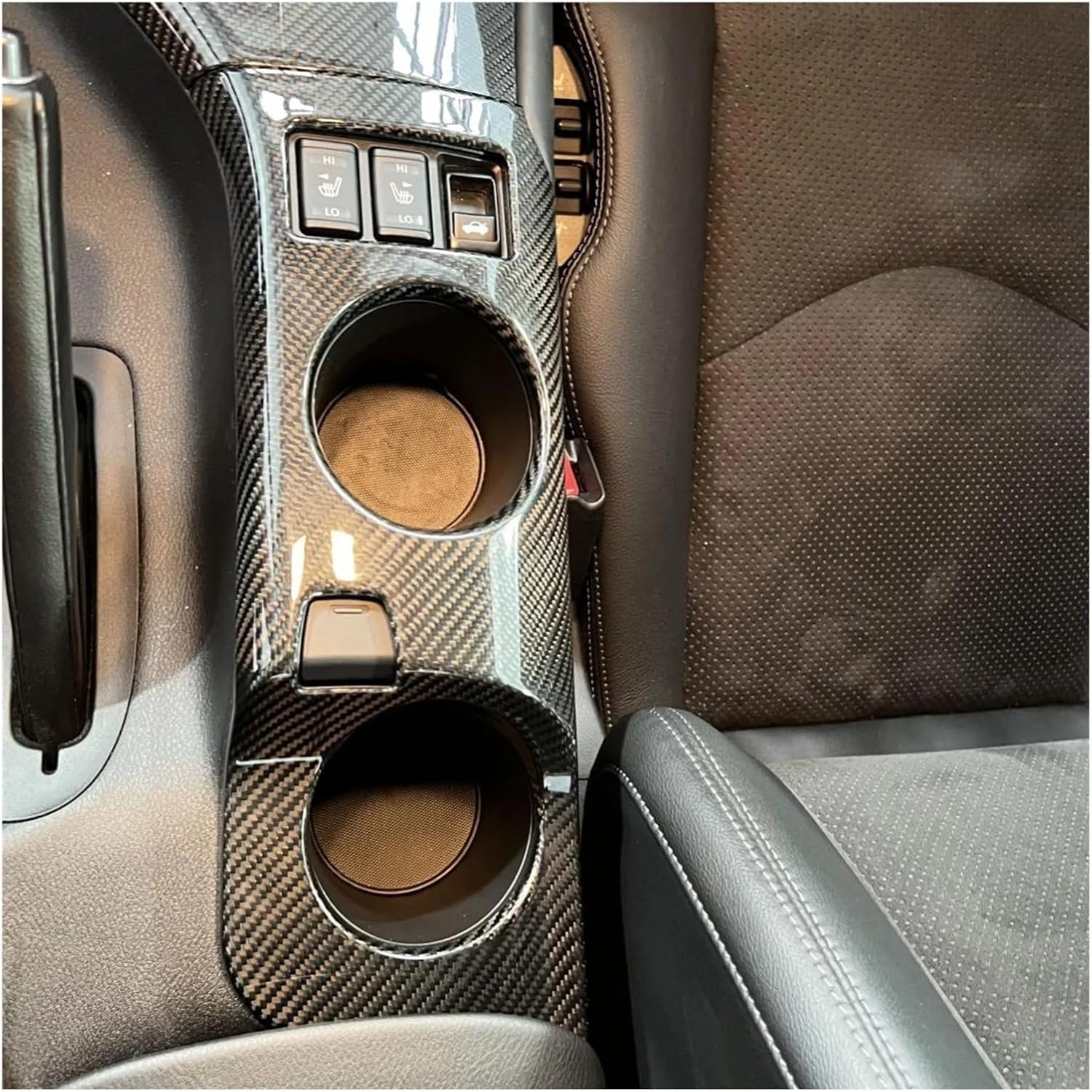 Car Center Console Interior for Nissan for Fairlady Z for RZ34 400Z 2022-2025 Car Cup Holder Trim Carbon Fiber Center Console Water Cup Holder Frame Cover Trim Carbon Fiber Style Center Decoration