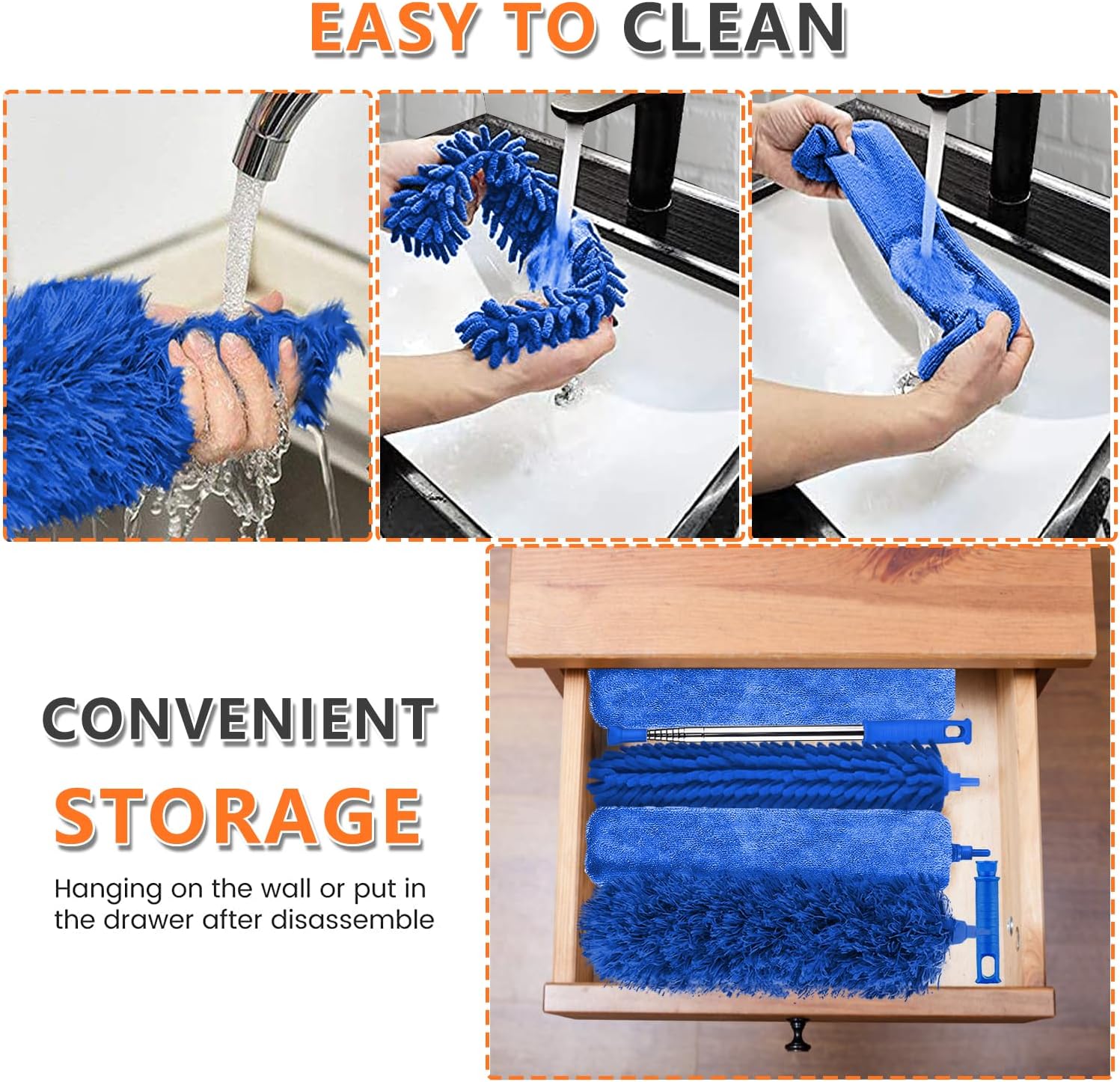 Profal Microfiber Feather Dusters for Cleaning, Extendable Bendable