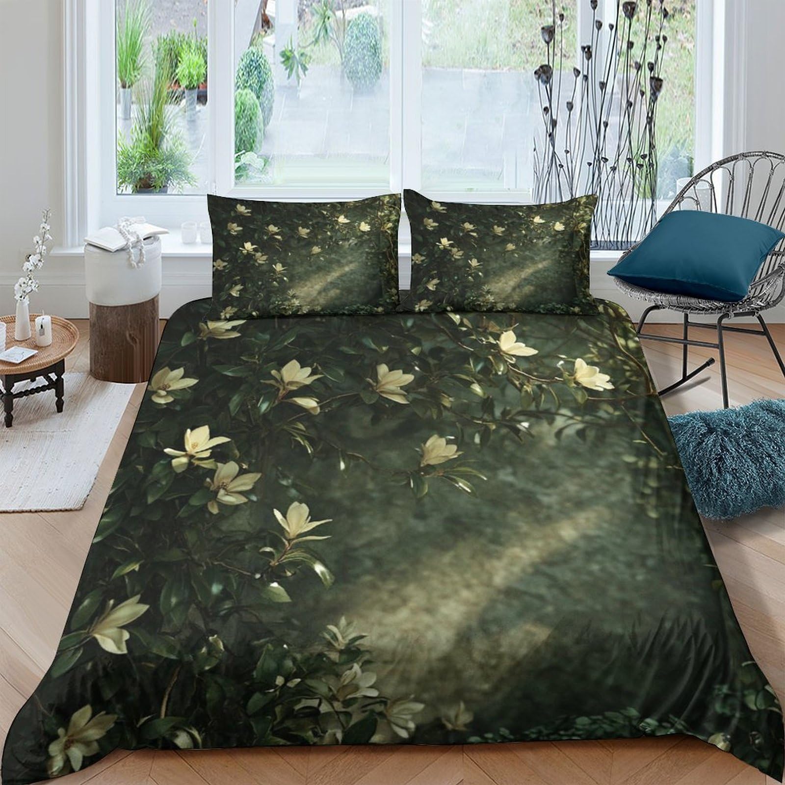 Ctjqhvkz Style-9 3D Printed Forest Firefly Fitted Sheet Microfiber Soft Dark Green Butterfly Mattress Cover For Bedroom Dorm Decor Single（135X200cm）